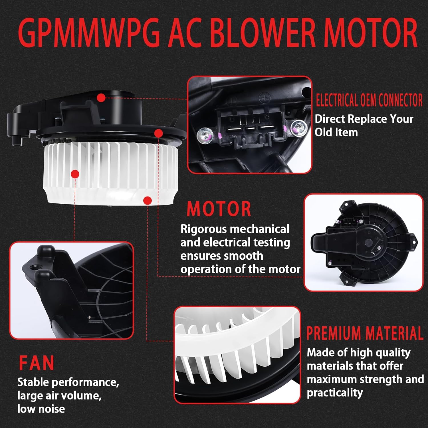 Front Blower Motor Heater Ac HVAC Motor Fan Replacement Compatible with Toyota for Corolla 2009-2019,for Prius 2010-2015, for Prius V Wagon 2012-2018 700249 8710302260