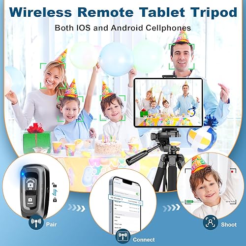 Miniatura 3 de Trípodes para cámara, trípode de 67 pulgadas para cámara, iPhone, iPad, tableta, trípode para cámara de video, con control remoto, trípode de