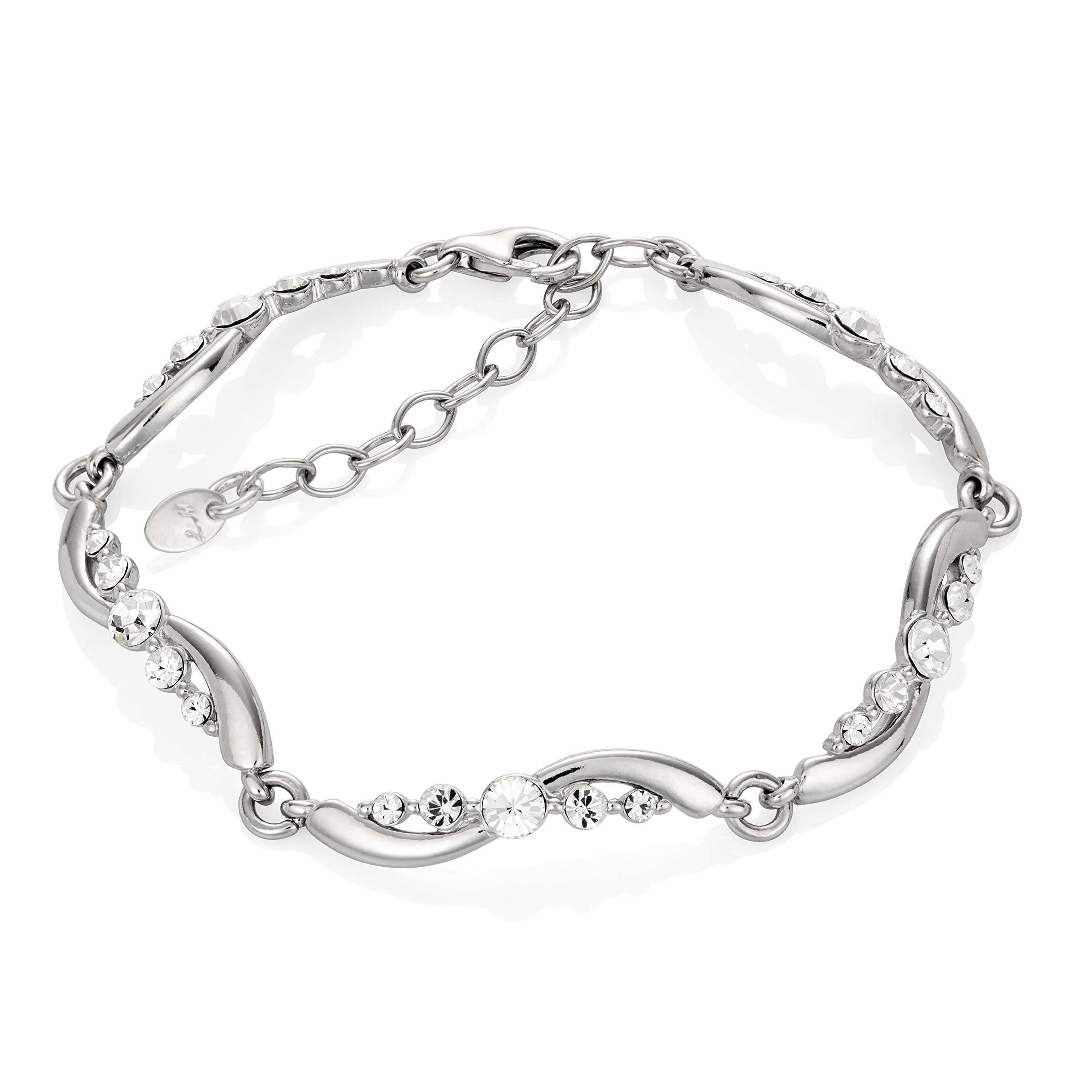 Bracciale Donna In Argento 925 Con Cristelli - Design Ondulato Regolabile - LILLY MARIE