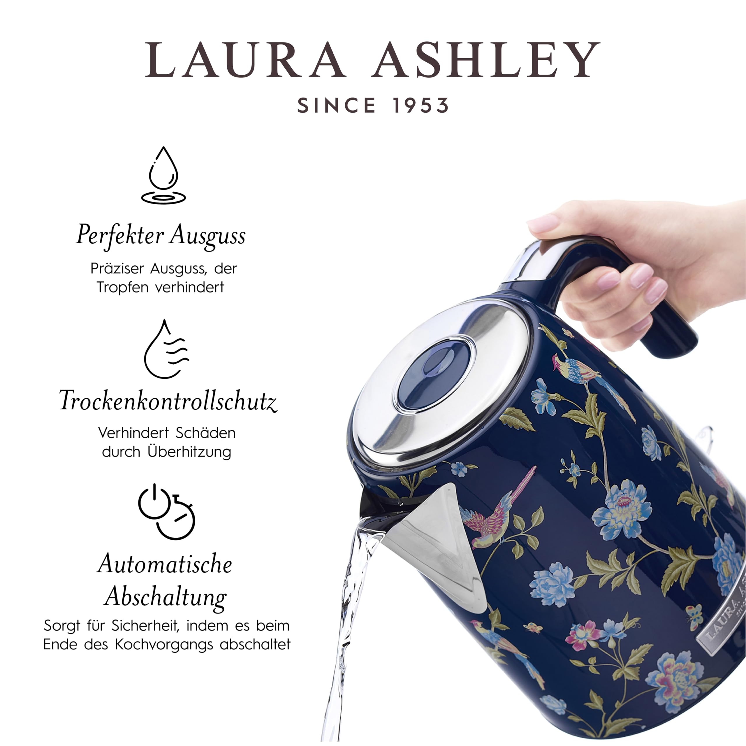 Laura Ashley VQ Elveden Marine Toaster und Wasserkocher Set 4-Scheiben