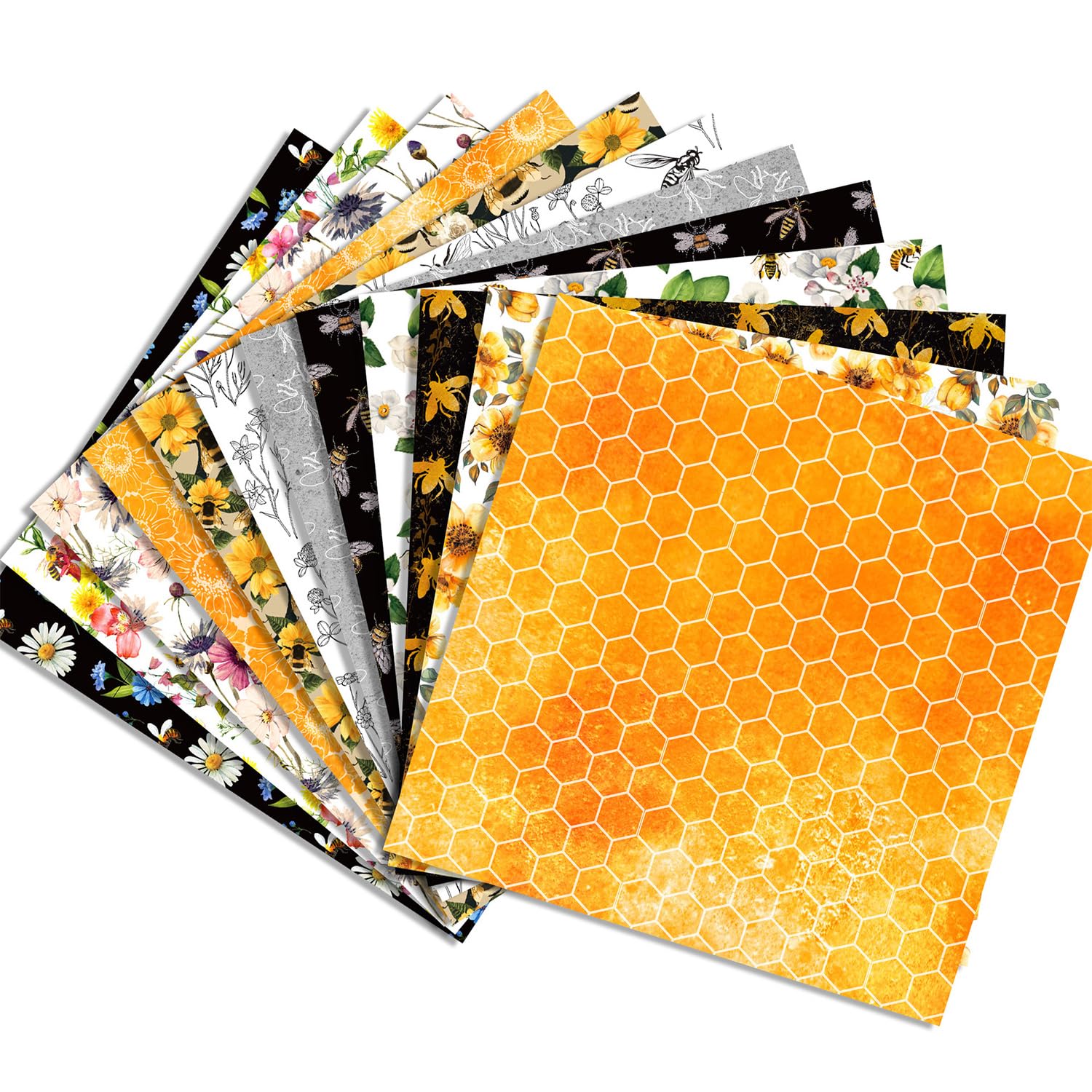 24 arkusze papieru z wzorem pszczół, 30 cm x 30 cm papier do scrapbookingu, 12 stylów