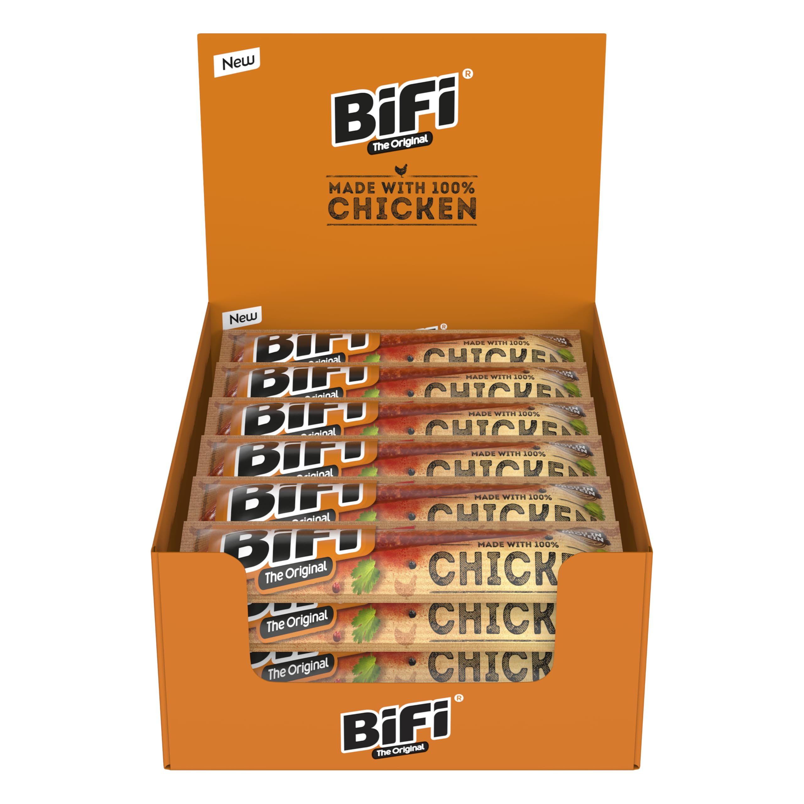 BiFi Chicken High Protein - 24er Pack (24 x 20g) - proteinreicher Hähnchen-Snack ohne Schwein - ideal für Sport und bewusste Ernährung - 100% Hähnchenfleisch - High Protein
