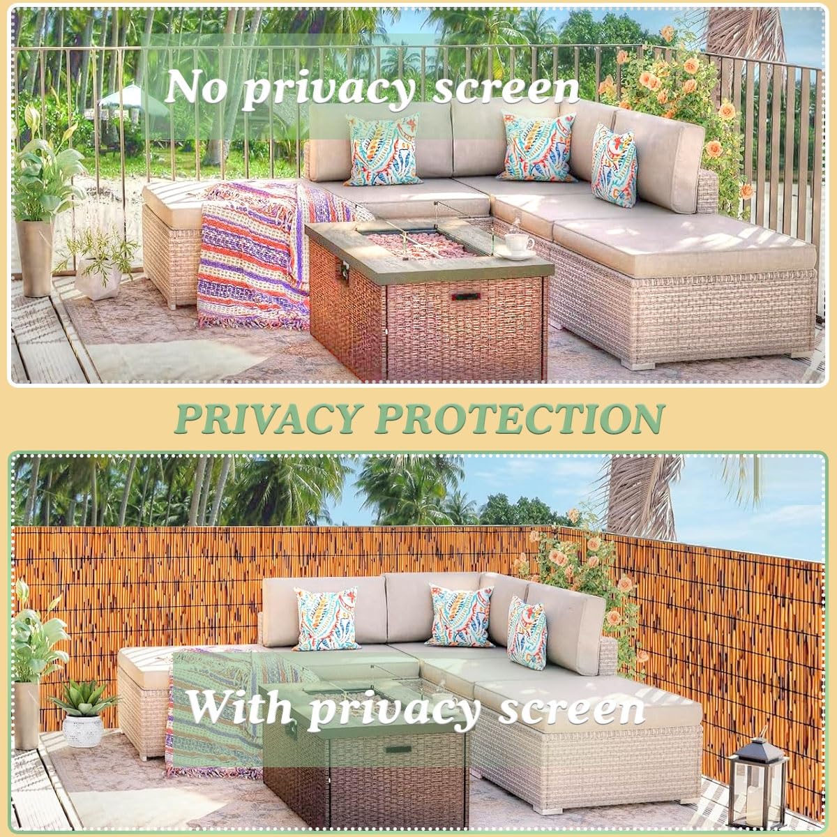 Rolka ogrodzeniowa z naturalnego bambusa, dekoracyjny panel ekranowy na balkon, patio i podwórko, dostępna w rozmiarach od 6 m do 1,8 m (wys. 2 x dł. 50 cm)