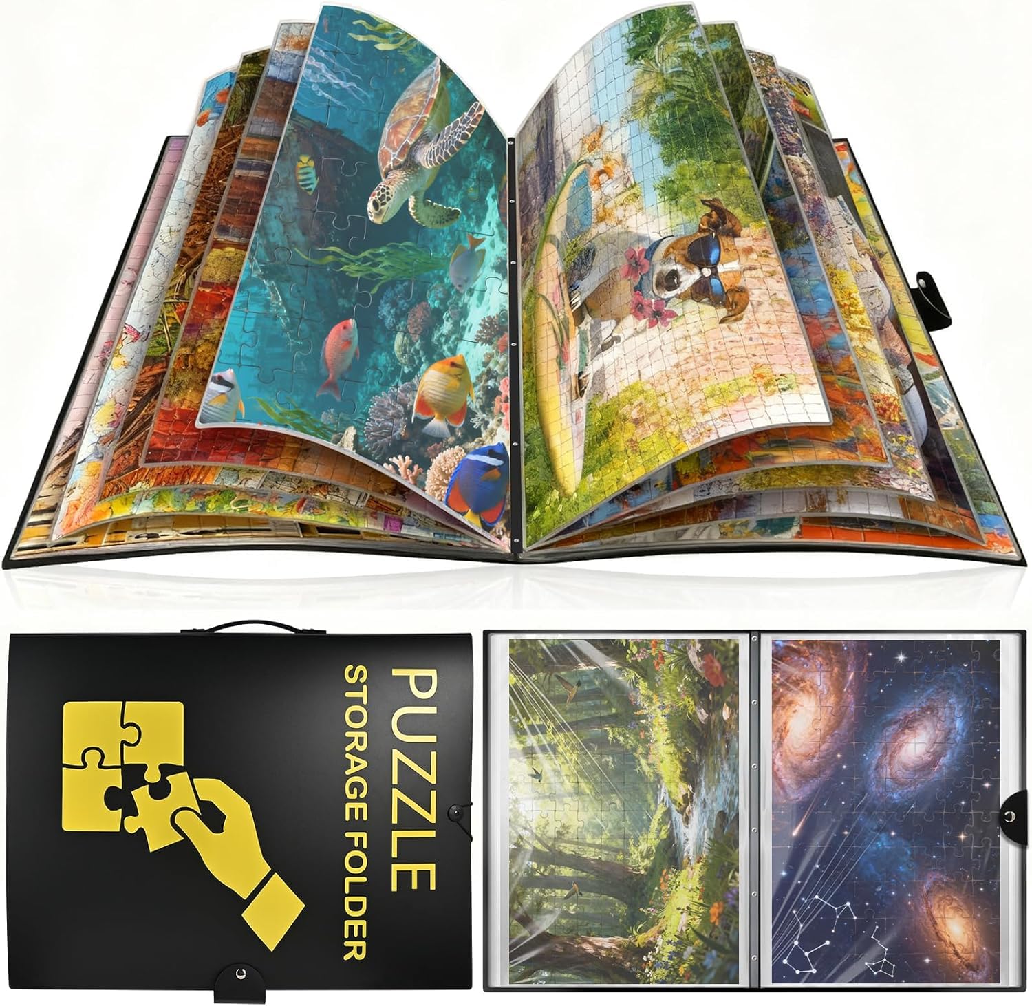 Faburo Cartella per Puzzle 1000 Pezzi con 20 Trasparenti Tasche | Grande Capacità, Facile da Riporre e Trasportare, Accessorio Puzzle Antipolvere e Protettivo, Must per Appassionati di Puzzle