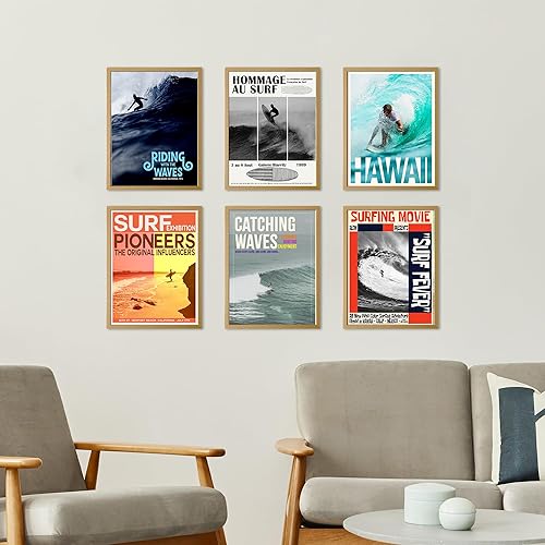 Miniatura 7 de Juego de 6 impresiones artísticas de playa, impresiones artísticas de pared de surf costero, imágenes temáticas de paisaje marino de verano,