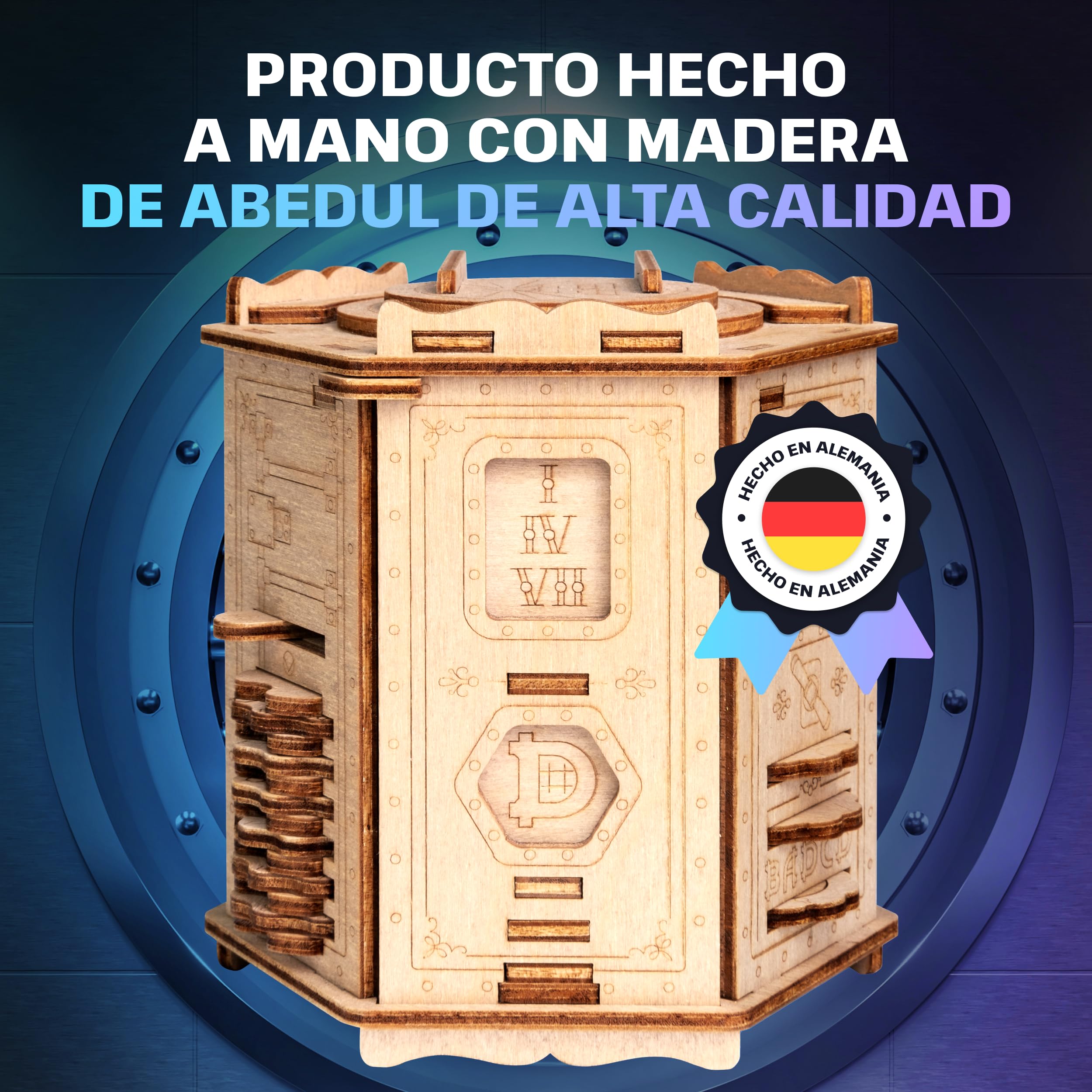 ESC Welt Fort Knox Pro - Сaja Rompecabezas de Madera con Compartimentos Ocultos para Adolescentes - Caja Secreta para Jugar en Familia - Caja Escape Room para Fanáticos de los Rompecabezas