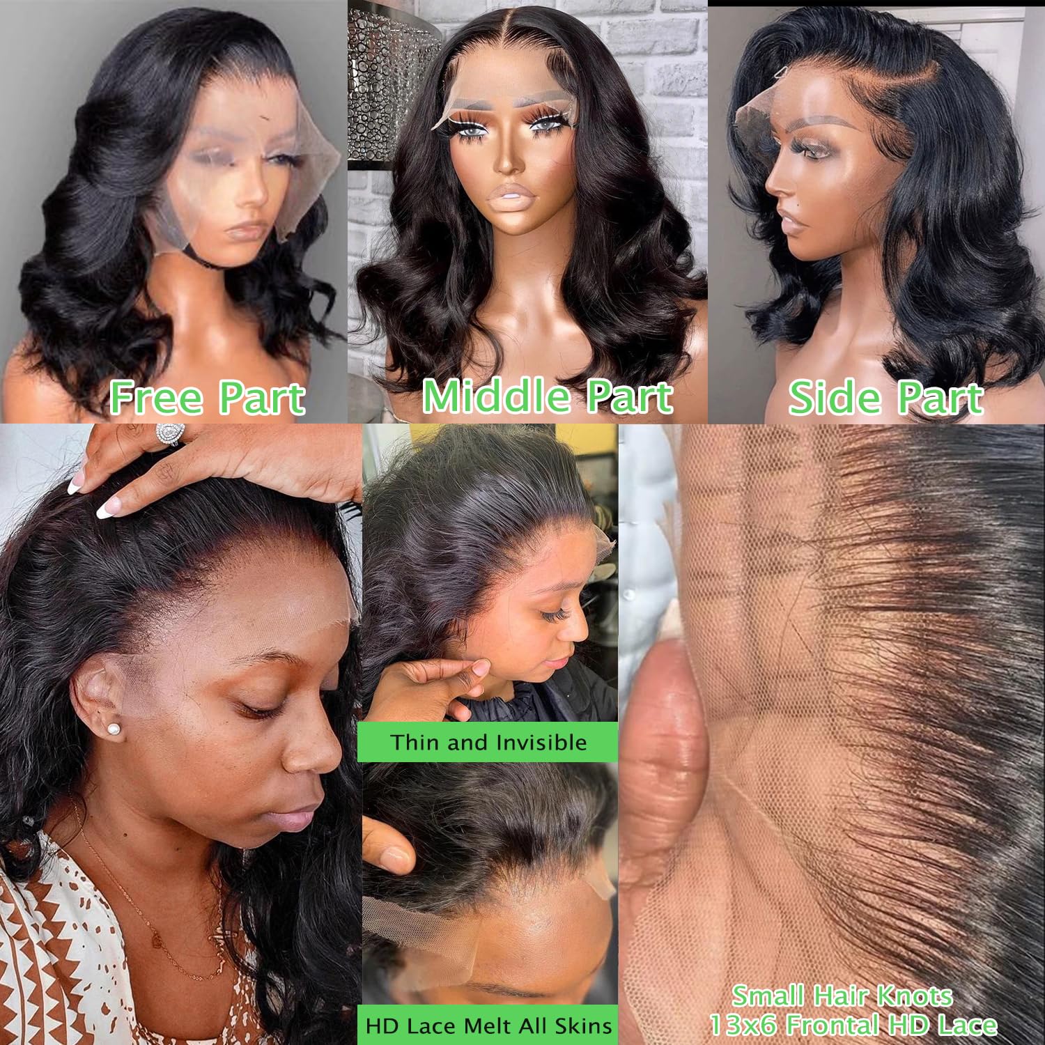 Amazon.com : BEULADY Bob Wig Human Hair 13x6 HD Lace Front 