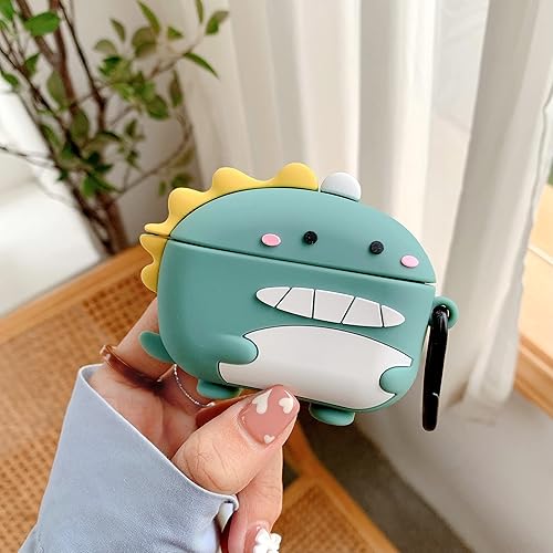 Funda de dibujos animados 3D con llavero para mujeres, niñas, hombres y niños para Beats Studio Buds 2021, funda de dinosaurio verde, accesorios de