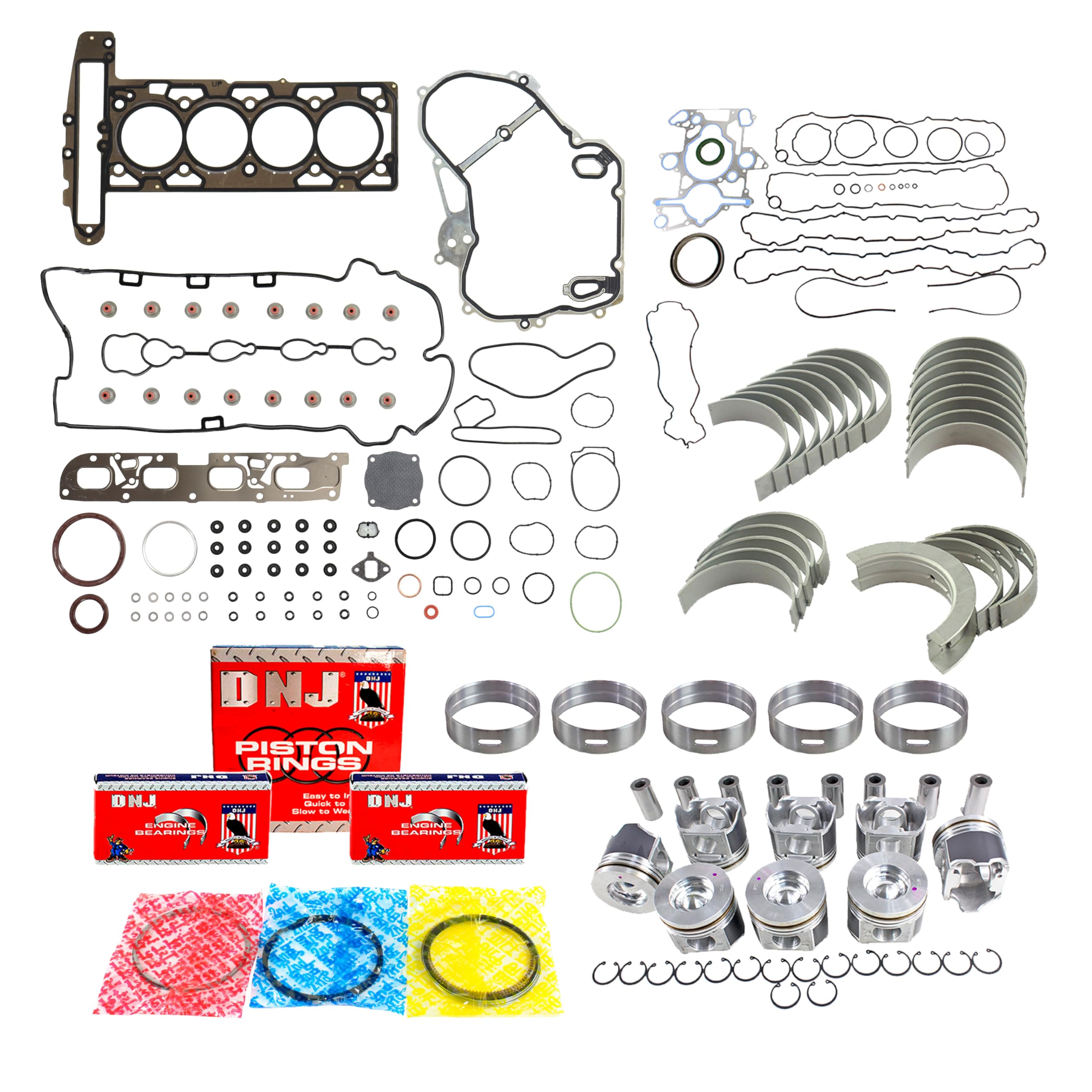 DNJ EK4233 Engine Rebuild Kit for 2010-2017 Buick, Chevrolet, GMC Captiva Sport, Equinox, Impala 2.4L L4 16V DOHC 2384cc
