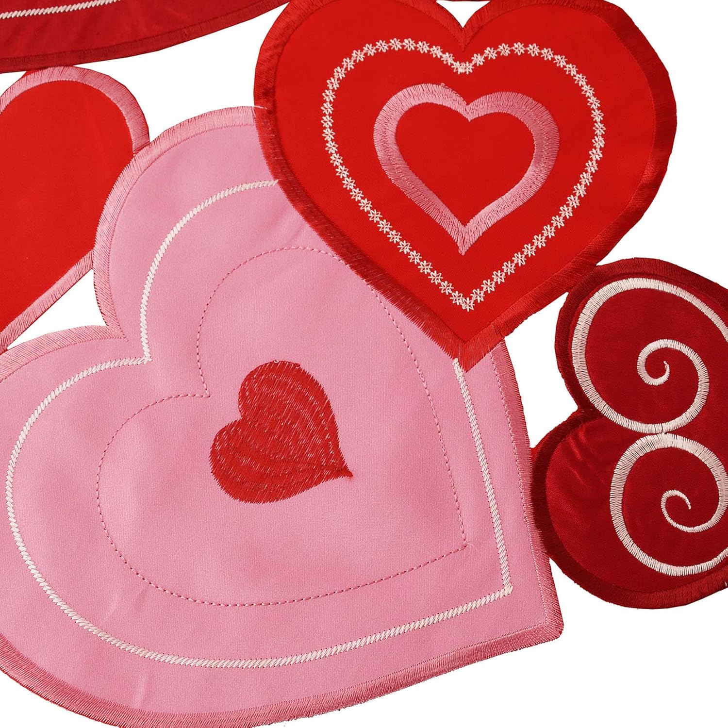 Grelucgo Embroidered Red and Pink Love Heart Table Runner for February 14th (13 x 90 inch)