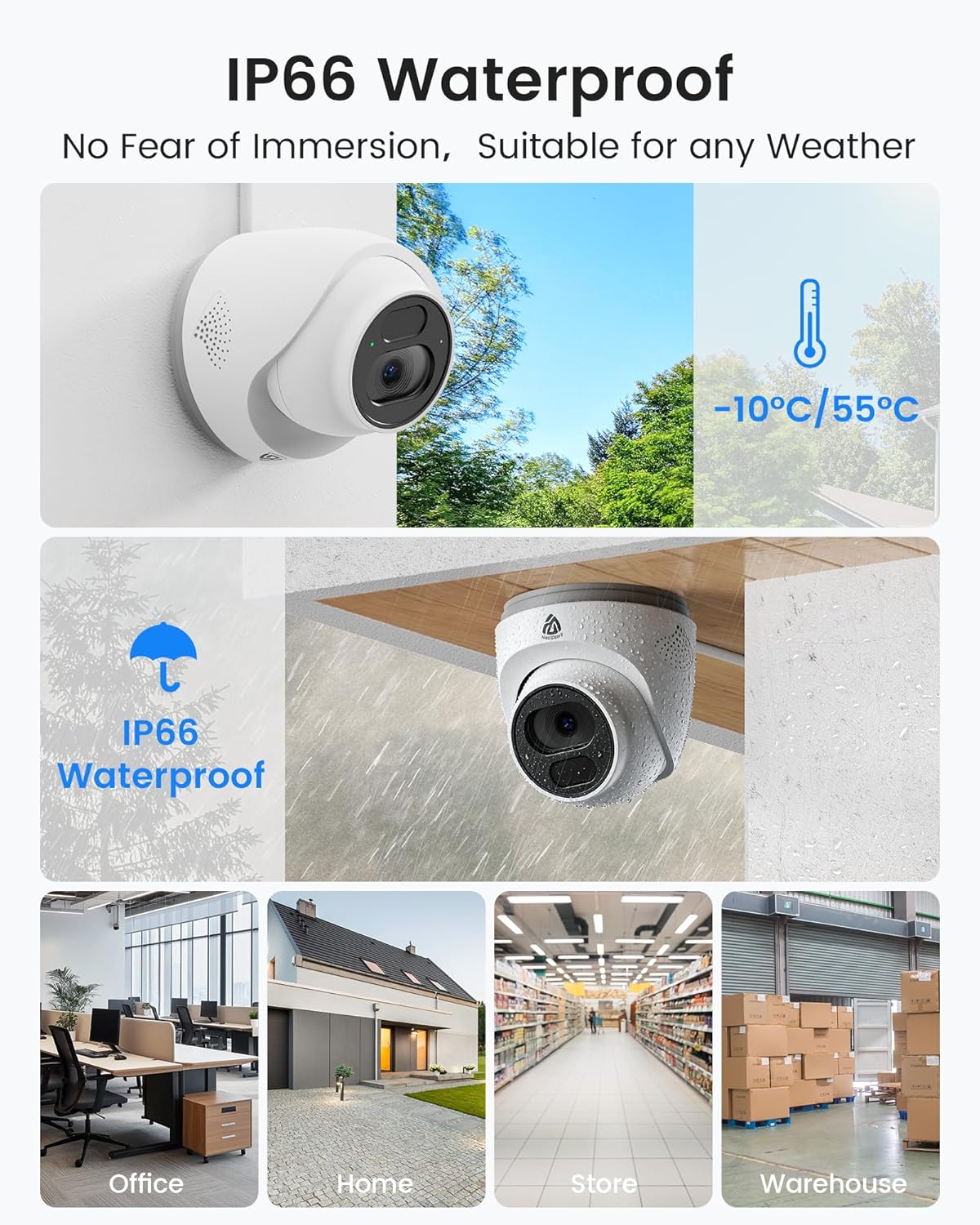 Smart 4K Home Security Camera System, 4pcs Wired PoE IP Cameras with Person/Vehicle Detection, 8CH 4K NVR with 2TB HDD, 2-Way Audio, 100ft Night Vision, 24/7 Recording