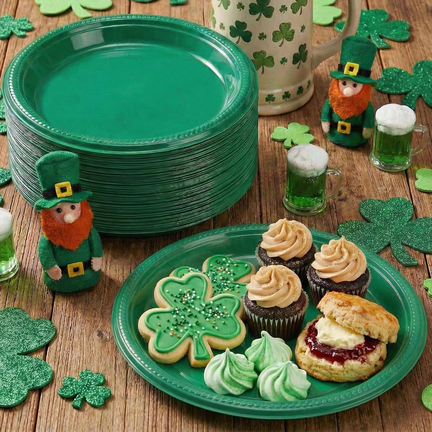 Green Plastic Plates Disposable 10 inch | 50 PCS Green Disposable Plates for Party, Picnic, Birthday, BBQ, Graduation, St Patricks Day - Image 2