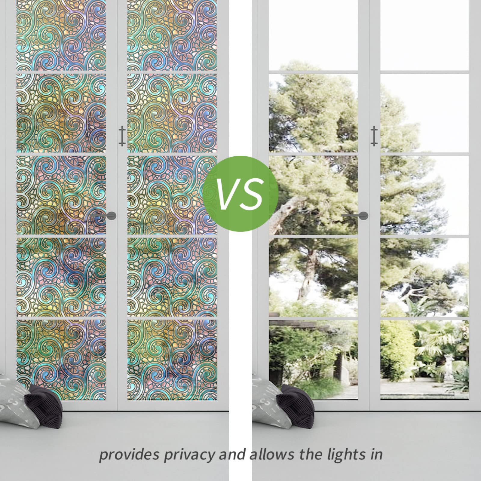 Pellicola per vetri oscurante,Pellicola privacy finestre,anti-peeping,Autoadesive,Anti-UV,retrò colorato ,Ideale per Ufficio Camera da Letto Sala(60cmx200cm)