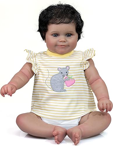 Miniatura 2 de iCradle Maddie - Muñecas de bebé recién nacidas realistas negras de 20 pulgadas, muñeca de bebé recién nacida sonriente africana americana con ojos