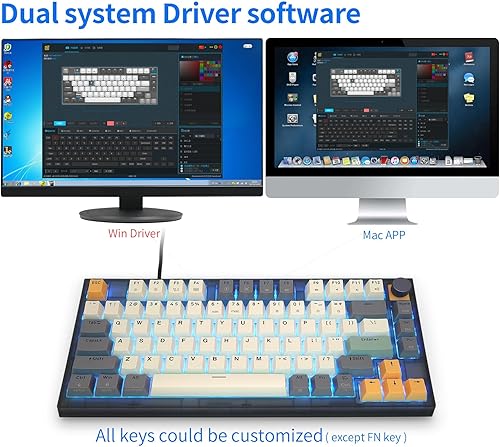 Miniatura 7 de BOYI GK75 - Teclado inalámbrico RGB de tres modos intercambiables en caliente 24 GHzBluetooth 50teclado con cable 80 teclas con perilla multifunción