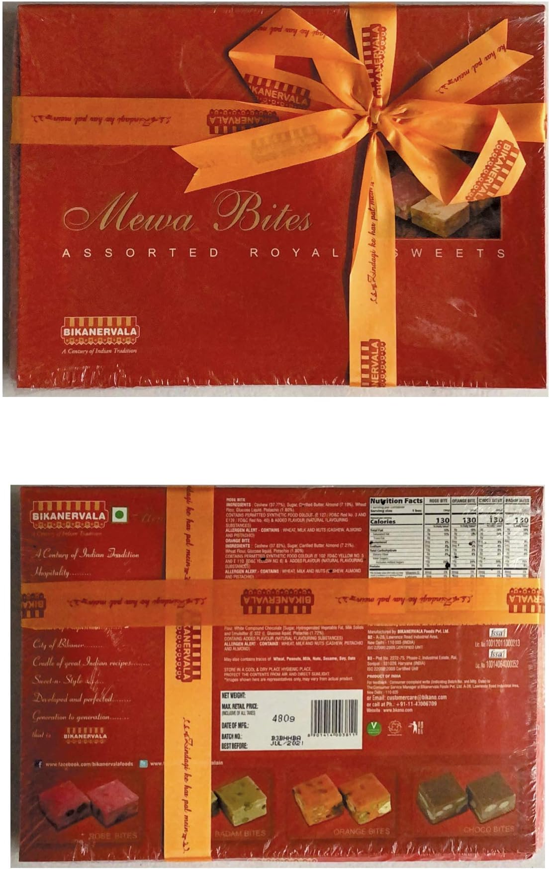Bikano Diwali Gift Box Set ( Ships from California ) (Mewa Bites Gift Box 480g)