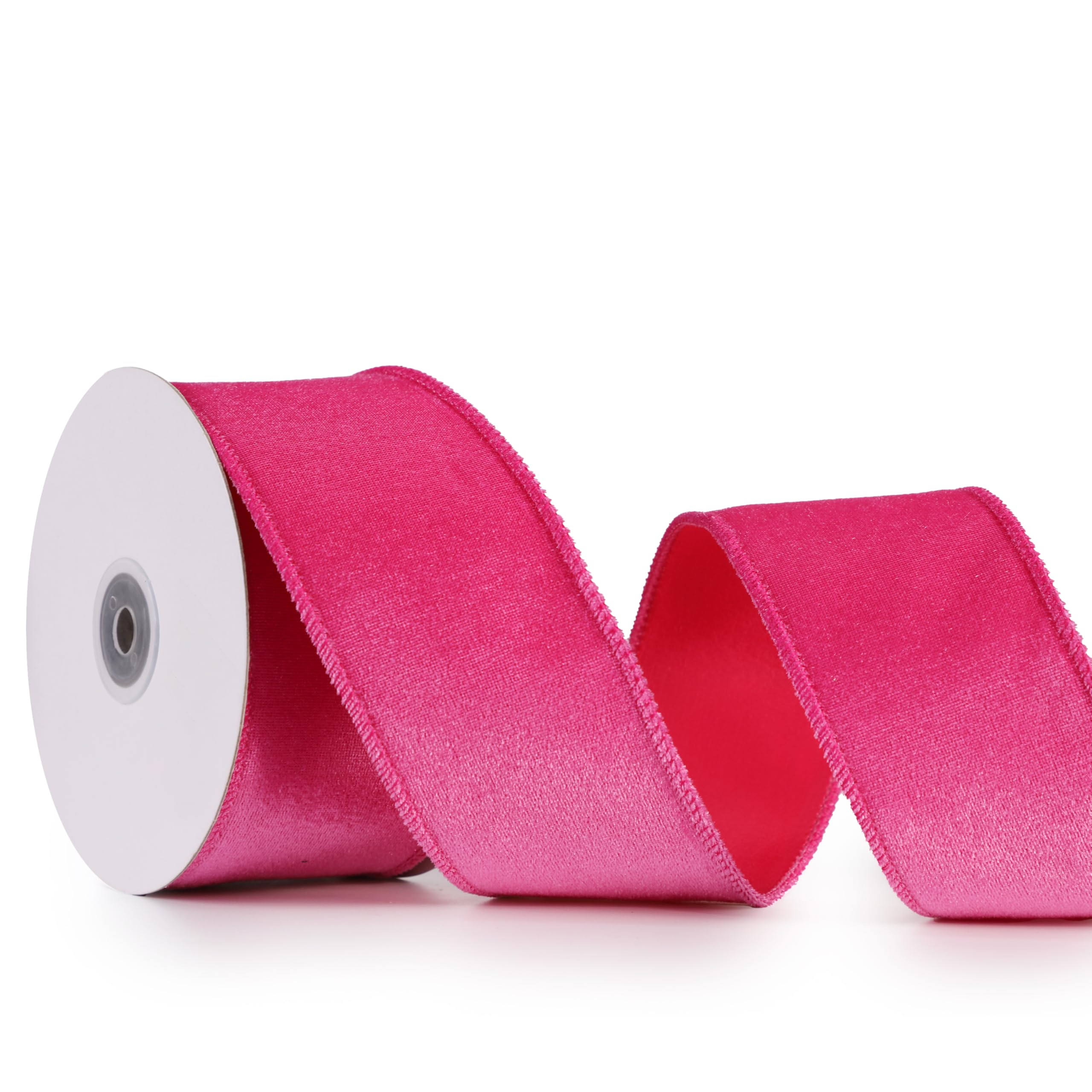 Amazon.com: DINDOSAL Hot Pink Velvet Wired Ribbon, 2.5 Inch x 10