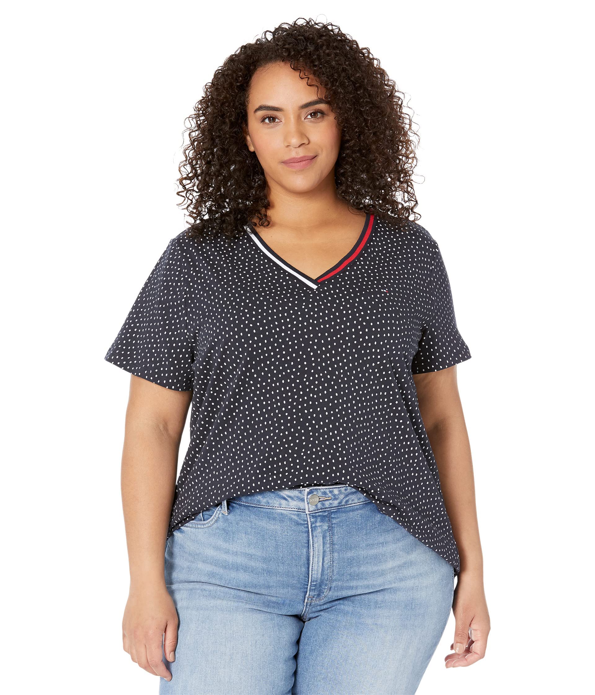 Tommy Hilfiger Womens Short Sleeve V-Neck T-Shirt (Standard and Plus Size)