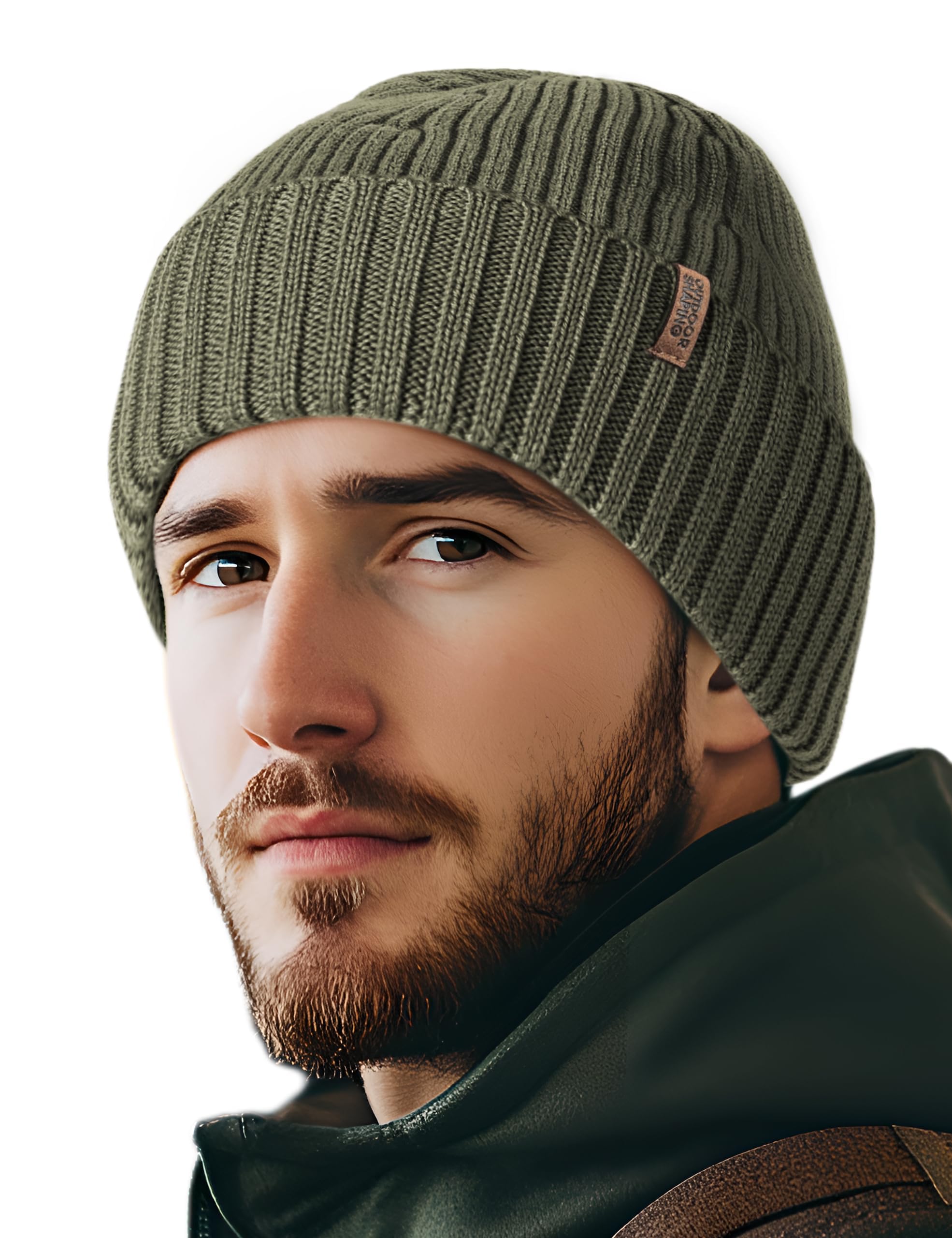 OUTDOOR SHAPING Gorro de lana merino para hombre y mujer, unisex, gorro de punto liso con puños, suave y cálido gorro de invierno