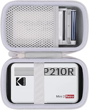 Hard Travel Case for KODAK Mini 2 Retro P210R Photo Printer | Shockproof, With Handle, Hard Shell Exterior, Storage Compartment, Portable Carrying Box, White Case