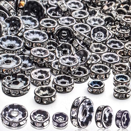 Cuentas espaciadoras de cristal, 400 cuentas de diamantes de imitación de aleación de color negro pistola, accesorios para manualidades, joyas,