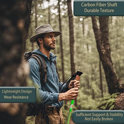 Miniatura 2 de HXE Bastones de senderismo de fibra de carbono, ligeros y ajustables con agarres de corcho, par de 2 bastones de senderismo para hombres y mujeres