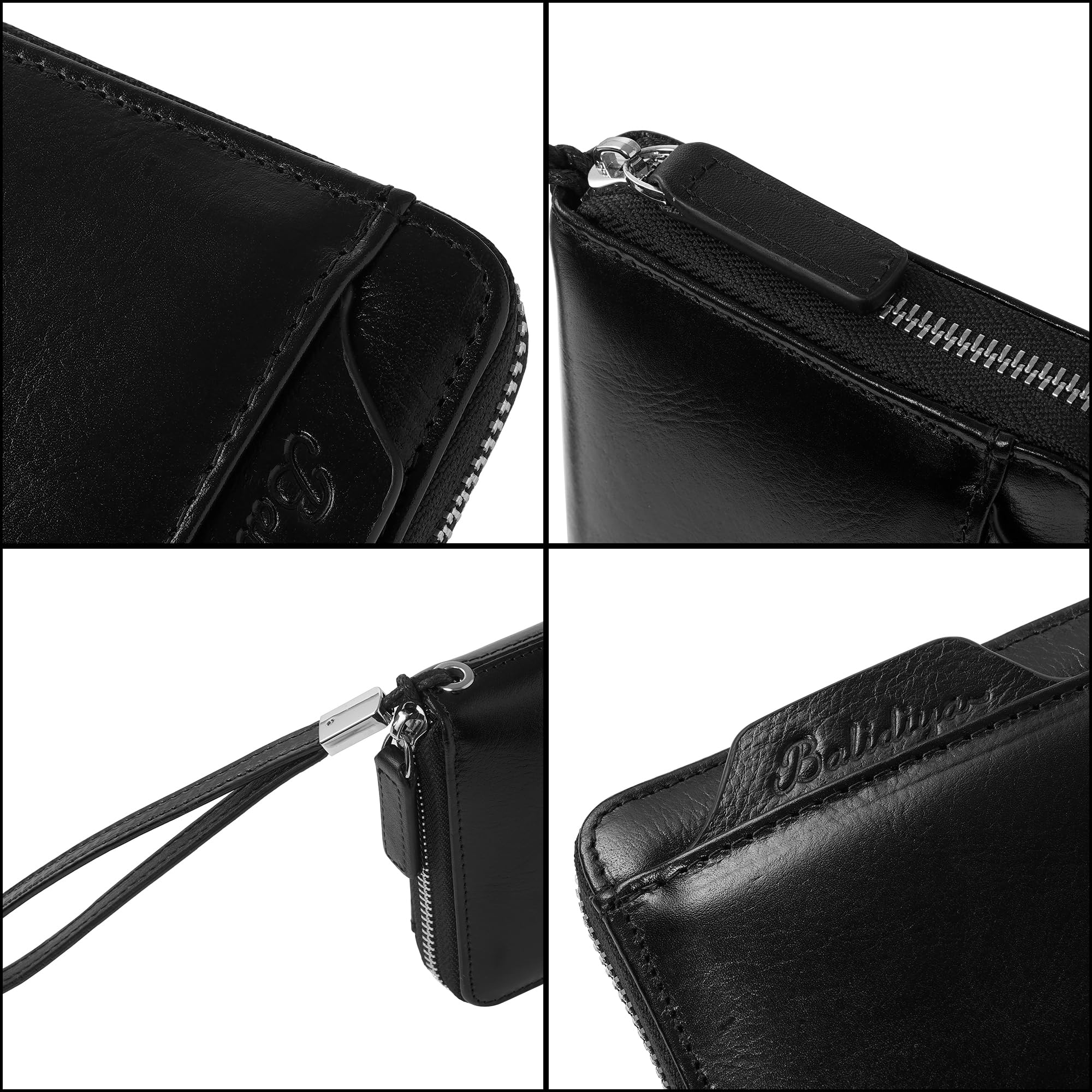 Pochette in pelle per gli uomini portafogli lunghi borsa da polso borsa business cerniera portafogli