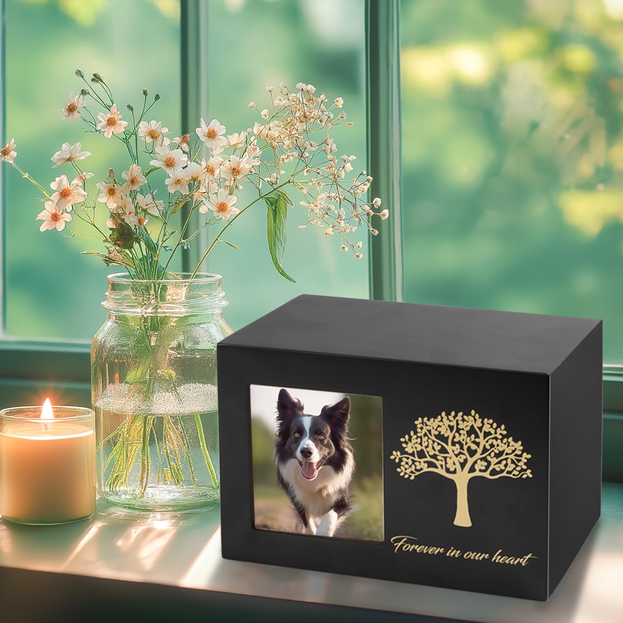 Urne per cani o gatti, cornice portafoto personalizzata e Albero Commemorativo, ceneri in legno, scatola dei ricordi per gatti o cani (25kg)