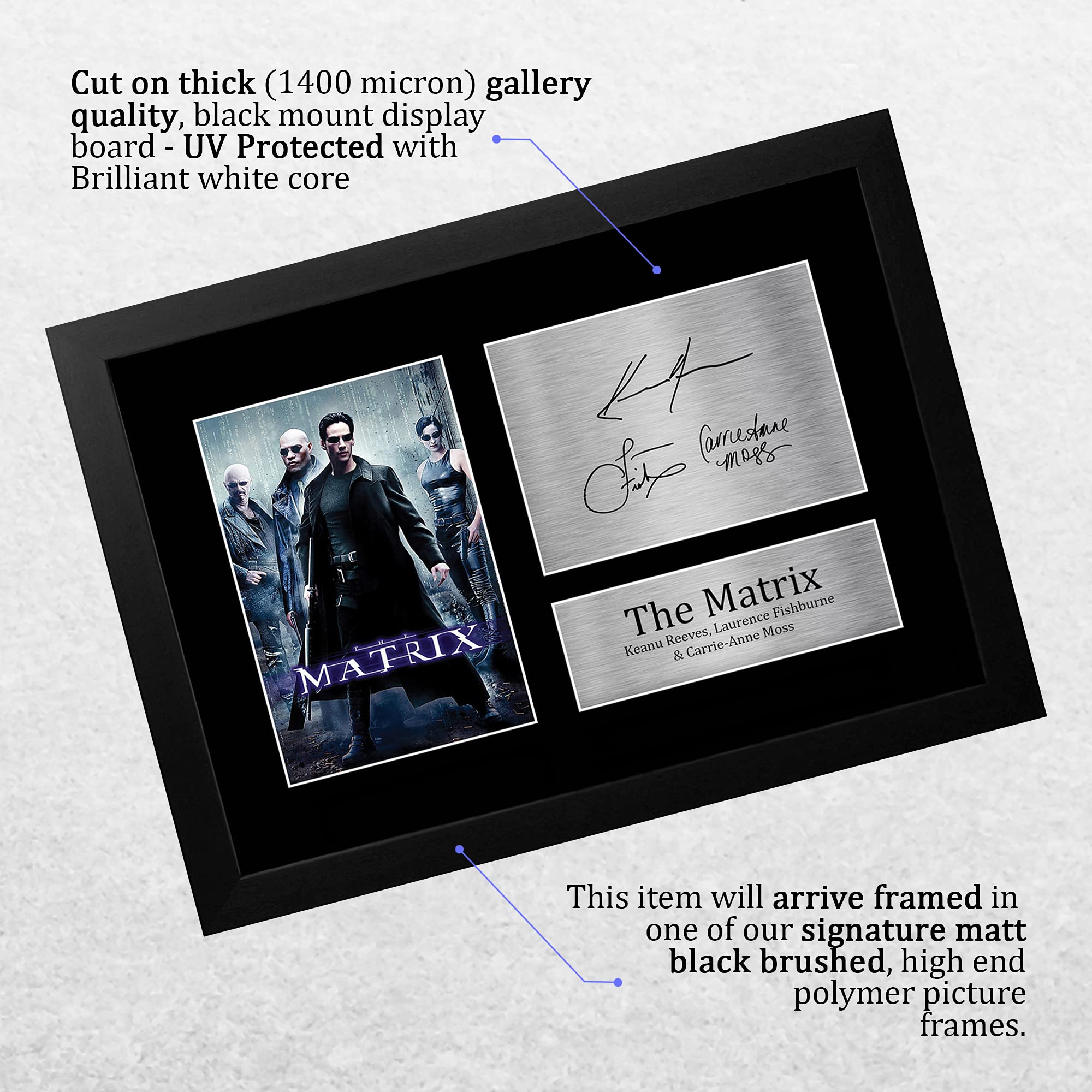 HWC Trading The Matrix A4 Incorniciato Firmato Regalo Visualizzazione Delle Foto Print Immagine Autografo Stampato Per Keanu Reeves Laurence Fishburne Carrie-Anne Moss Gli Appassionati Di Cinema