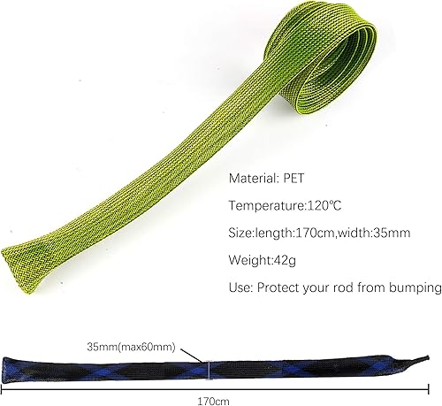Miniatura 5 de 12 unidades de calcetín de caña para pescar, manga de caña, funda de caña, malla trenzada, protector de caña, herramientas de guantes de caña para
