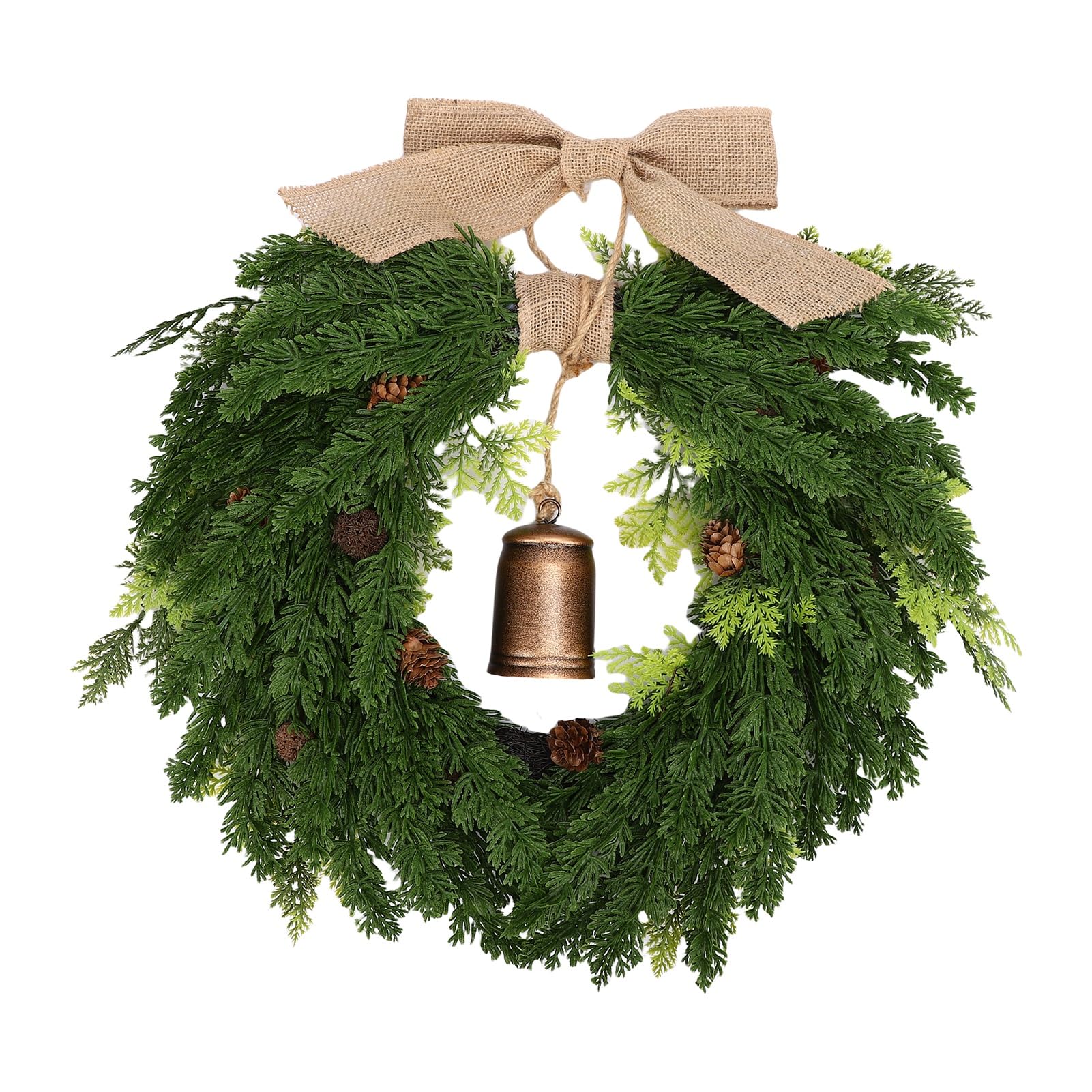 Buachois Herzförmiger Weihnachtskranz aus Kunstzeder mit Glocke