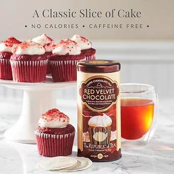 The Republic of Tea Red Velvet Cuppa Chocolate Tea Bags, Caffeine Free, 250 Servings