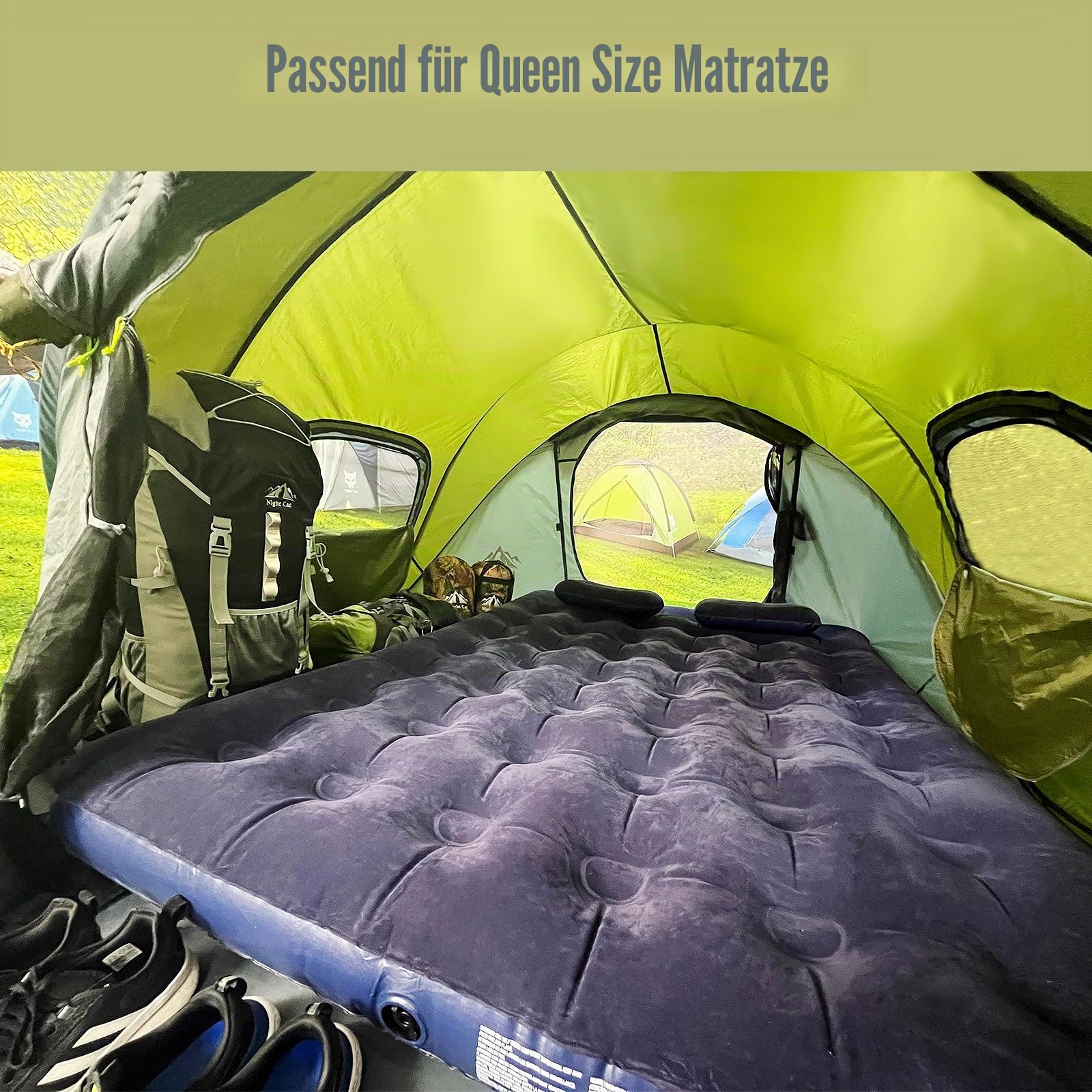 Night Cat Pop-Up Campingzelt 2 Personen Zelt Wasserdicht Instant Easy Setup Familienzelt Grün