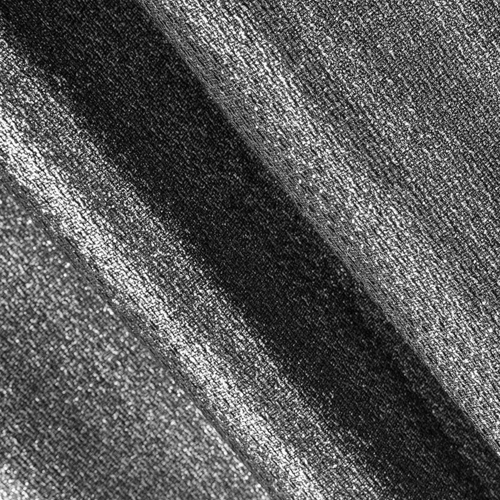 Eurofirany Rideau doré argenté avec Galon fronceur à œillets - Or argenté Noir Brillant (Argent Brillant, 140 x 250 cm - Rideau à œillets)