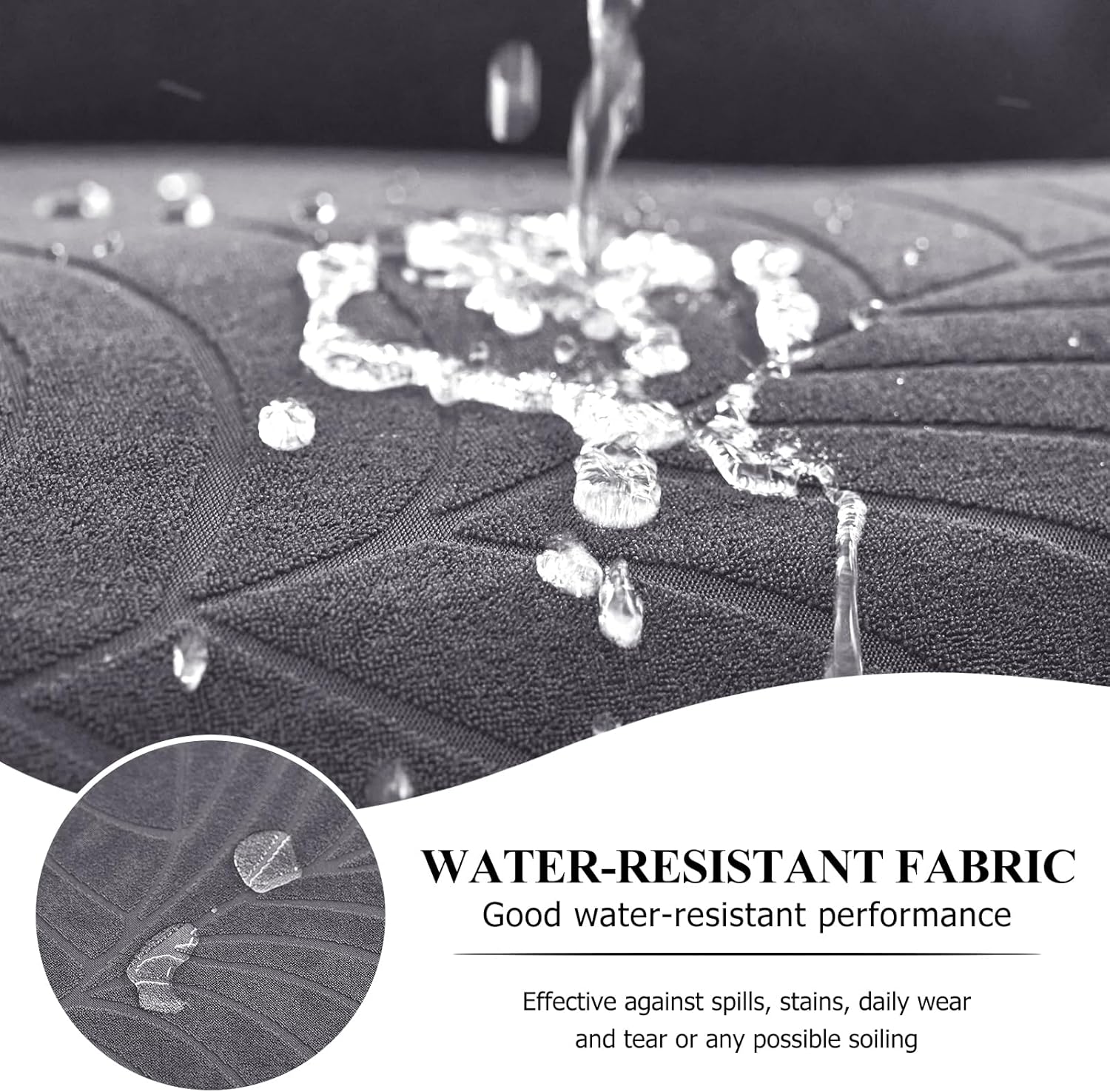 Gollense Stretch Bar Stool Covers with Backs, 4 Pack Water Resistant Jacquard Pub Counter Dining Chair Covers, Square Swivel Barstool Seat Slipcover with Elastic Bottom (Dark Grey)