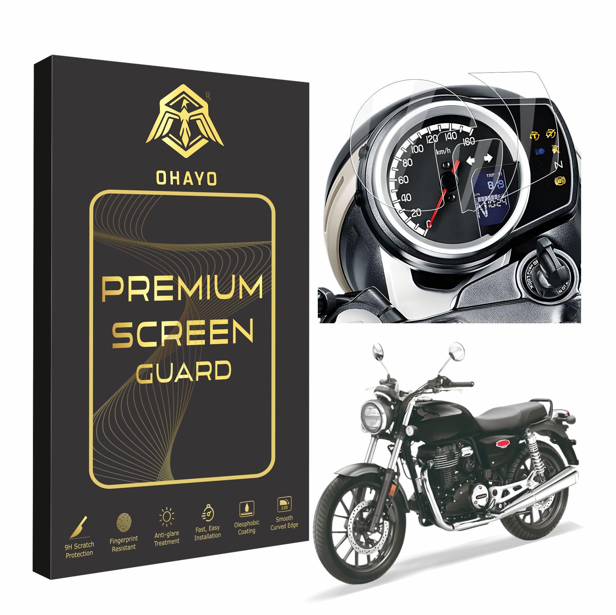 OHAYO Screen Protector for Honda H’ness CB350 Digital Meter | Compatible with HNess CB 350 Instrument Cluster, Speedometer Display Console | 9H Hardness, Military Strength, Scratch Resistant, HD Clear, Bubble Free, Easy Install-image-7