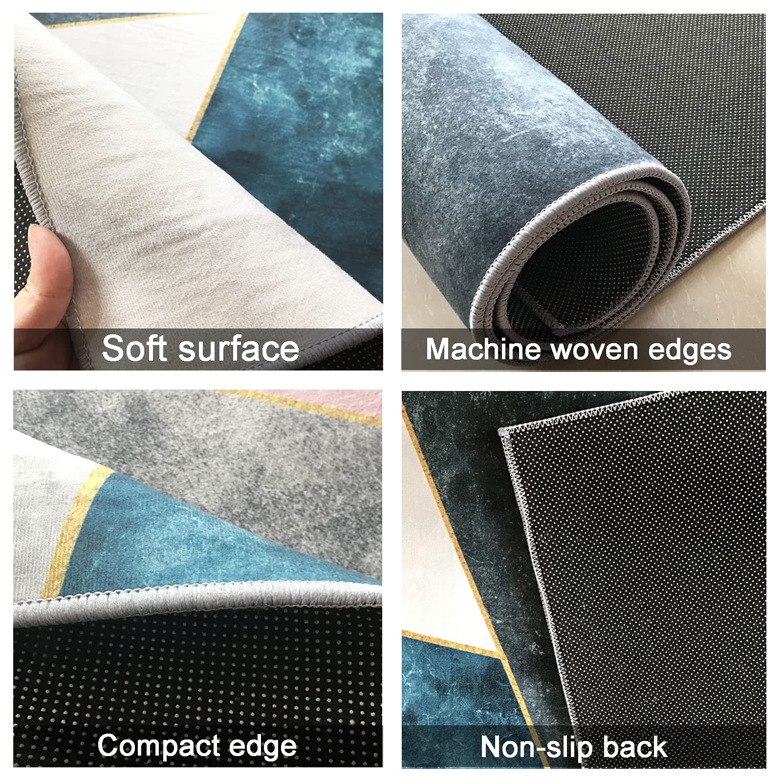 Teppich Läufer Flur 90x210cm Küche Schlafzimmer Teppichläufer rutschfest Küchenläufer Wohnzimmer Waschbar Meterware KüchenTeppich Korridor Teppich Modern Polyester, Anpassbare Größe
