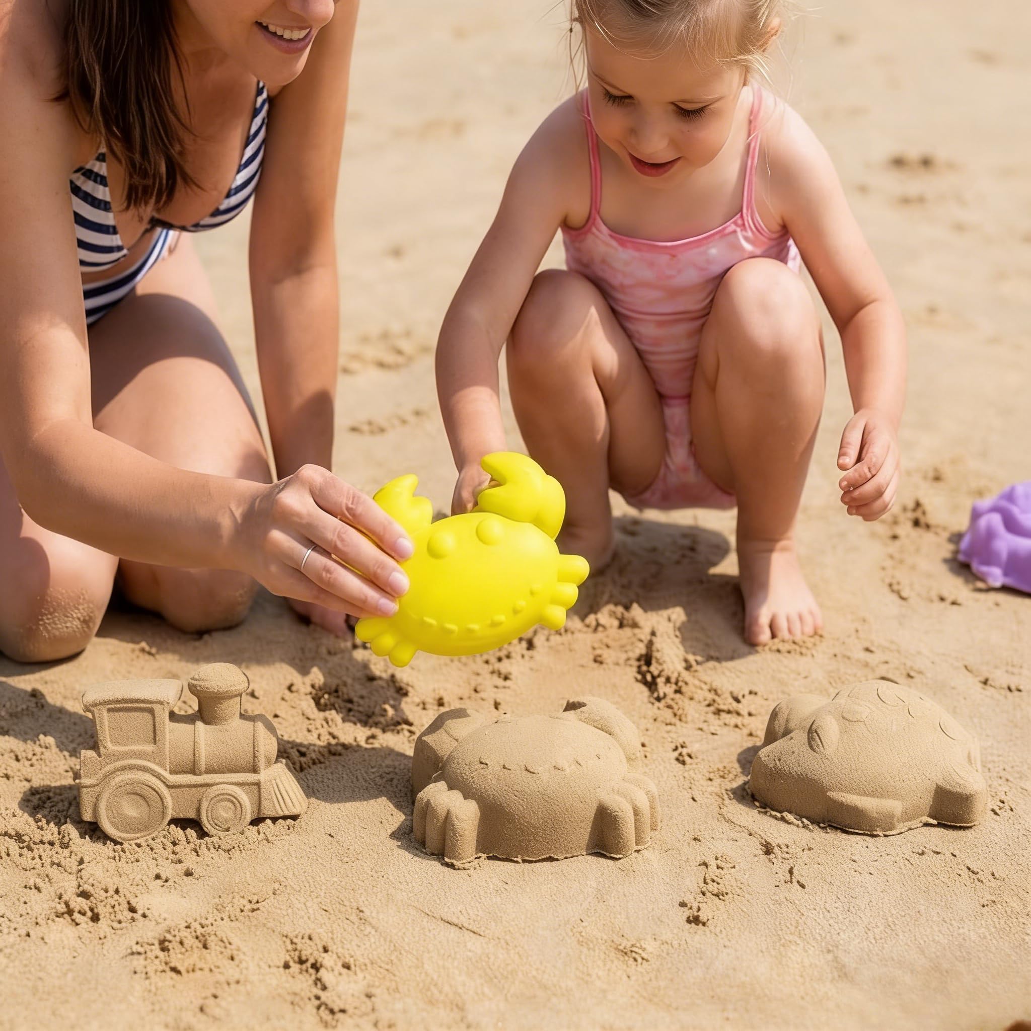 Juego de juguetes de arena 19 piezas, juguetes para la playa para niños - cubo plegable con pala de arena | Juguete de caja de arena con bolsa de malla para playa, viaje,regalo a partir de 3 (azul) — view 3