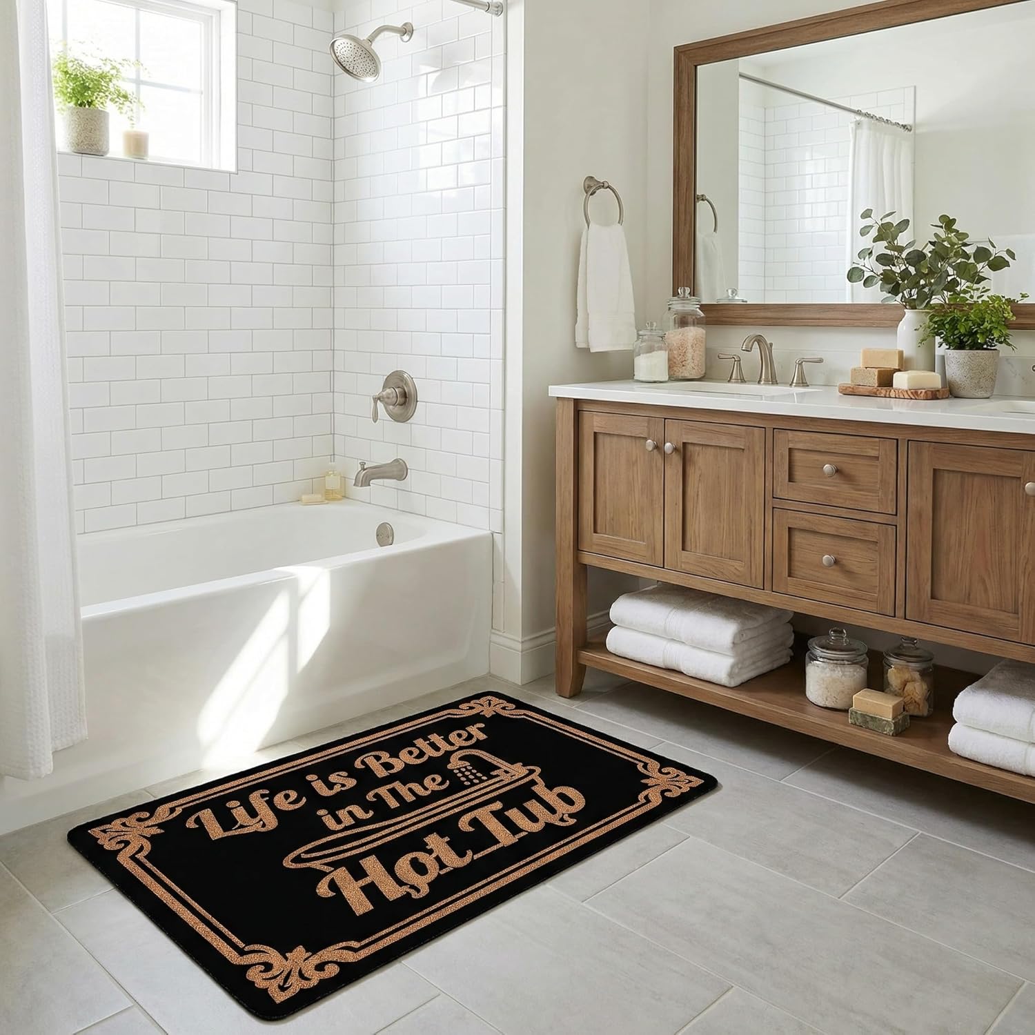 Life is Better in The Hot Tub Funny Welcome Doormat Front Door Mat Anti-Slip Durable for Outside, Indoor Doormats for Entryway Door Mats Housewarming Gift,Hot Tub Rug 30" Wx17 L