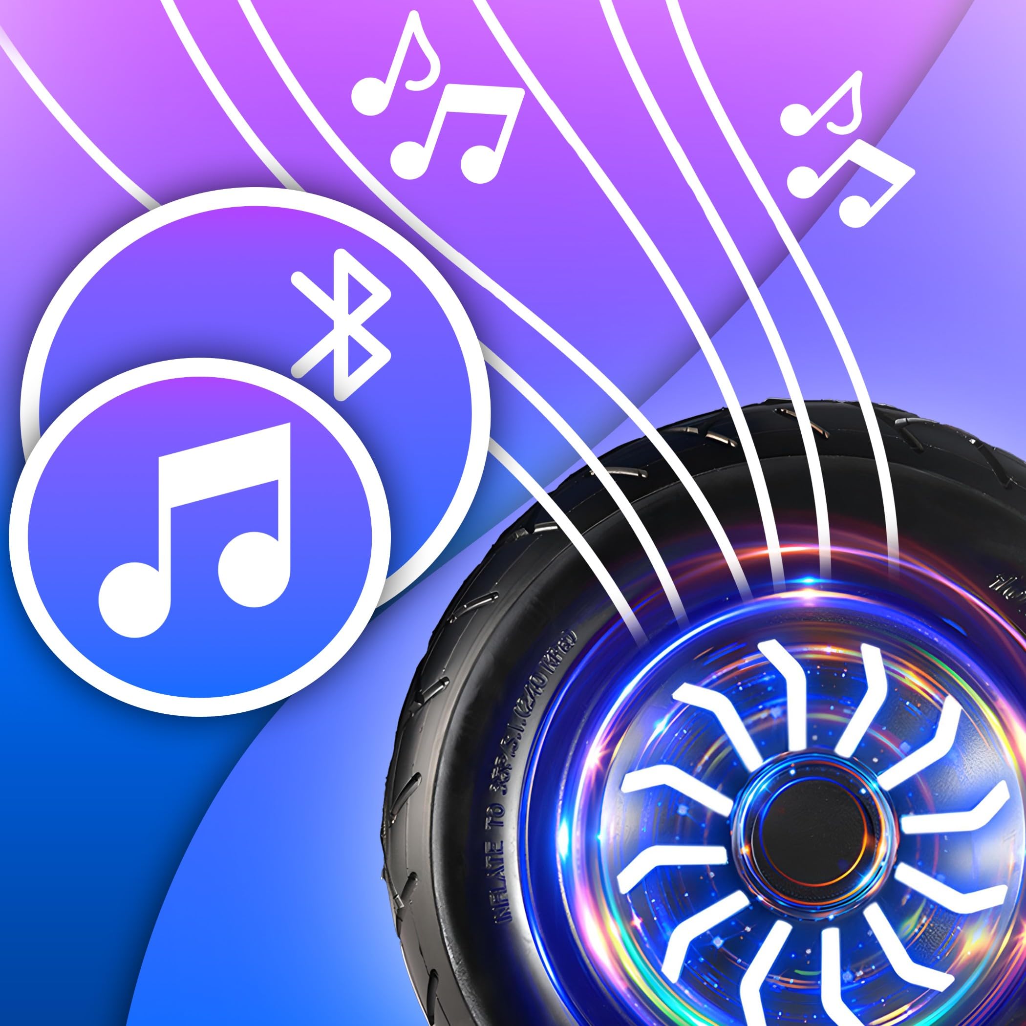 Retoo Hoverboard 10 Zoll mit Bluetooth & LED – Self Balance Elektro Scooter mit 2×250W Motor, Lautsprecher & Hoverkart kompatibel, inkl. Schutzset für Kinder & Erwachsene