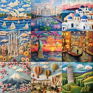 Bgraamiens 1000 Piece Jigsaw Puzzles for Adults – World Travel Landmarks Puzzle – Felt Style Cultural Icons from Around the Globe – Premium Relaxing Gift with Global Architecture