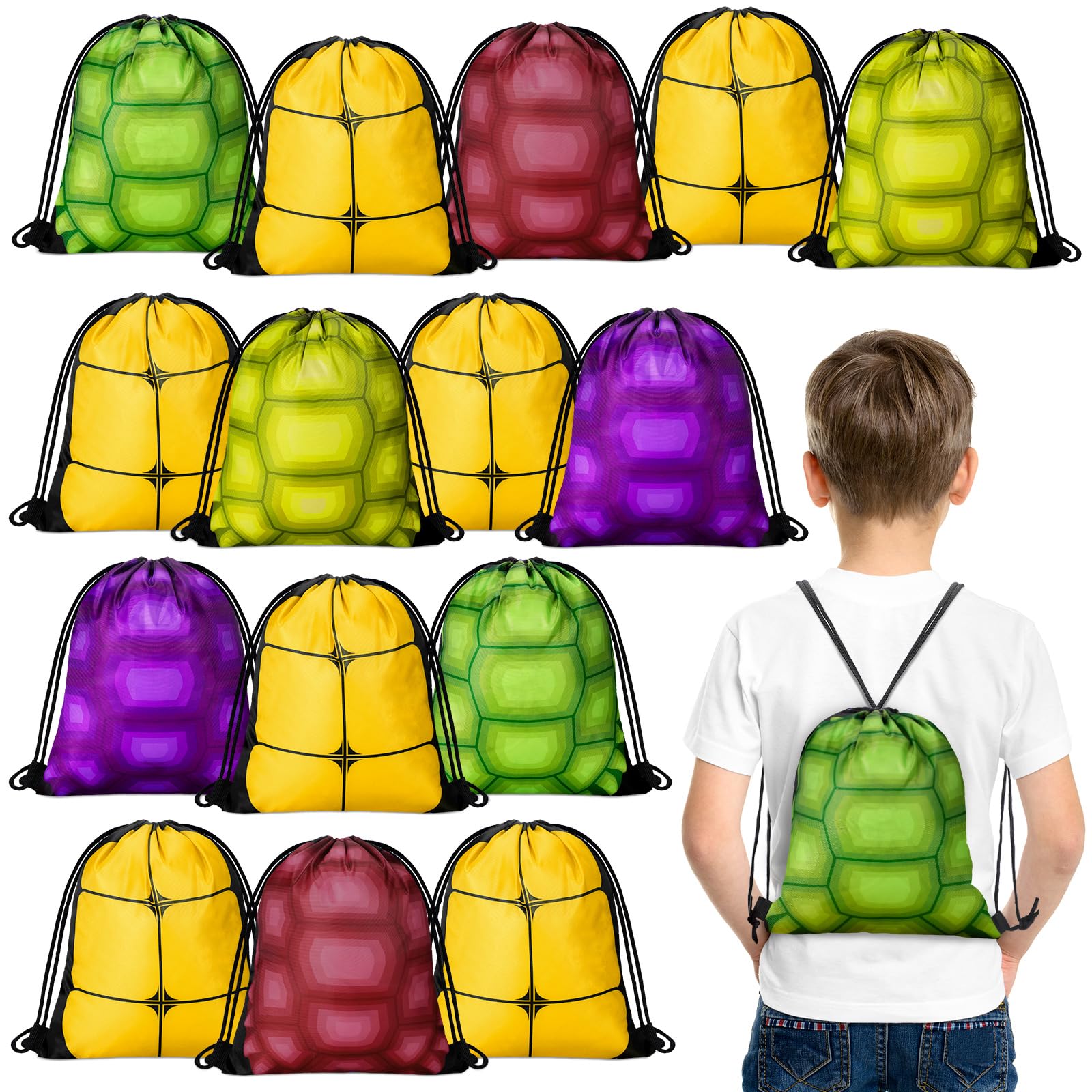 Boao 24 Pieces Turtle Party Favors Turtle Drawstring Bag Carnival Goodie Gift Treat Bags Birthday Party Supplies