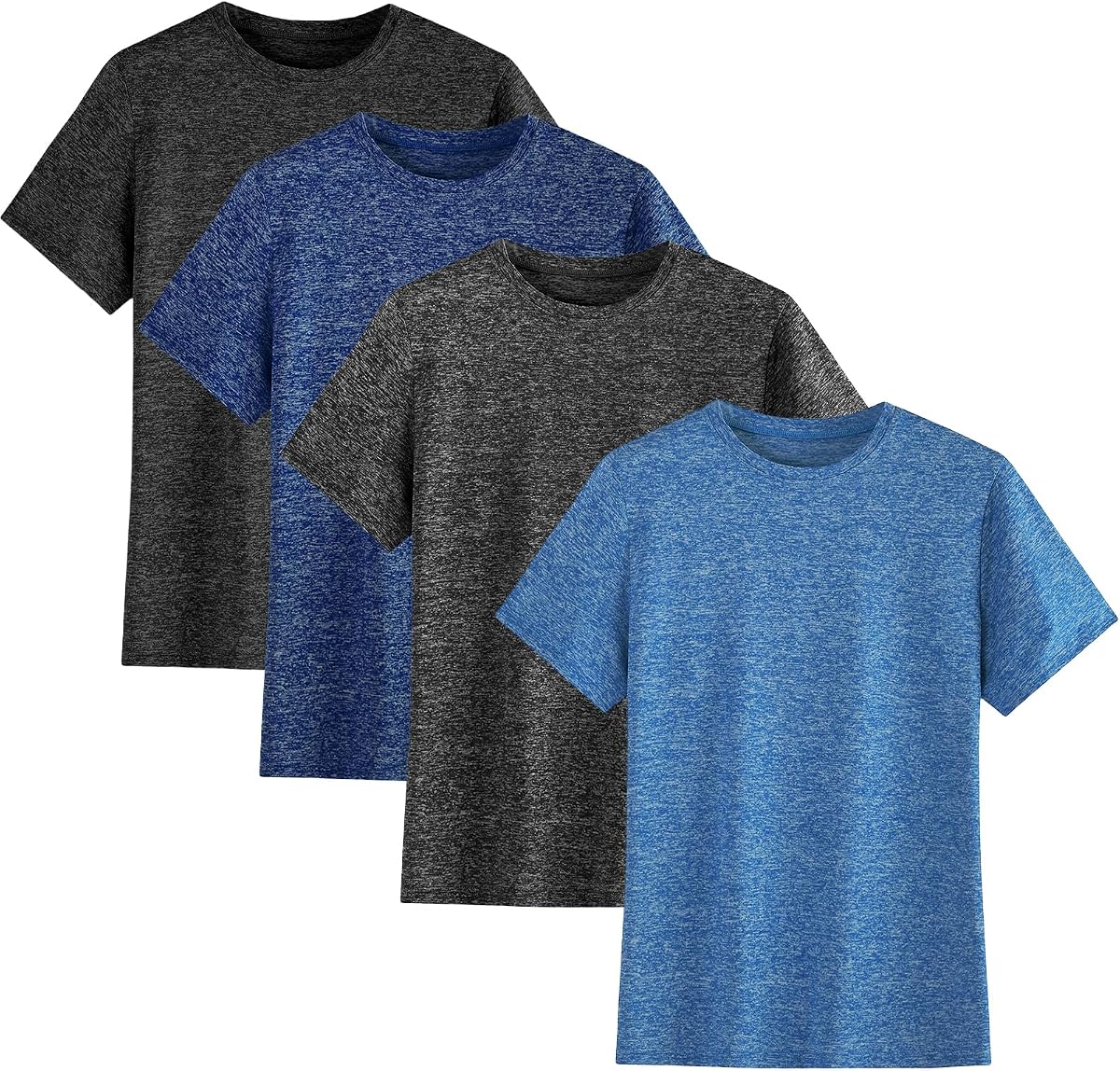 Paquete de 4 camisetas de secado rápido para niños, manga corta, que absorbe la humedad, jóvenes