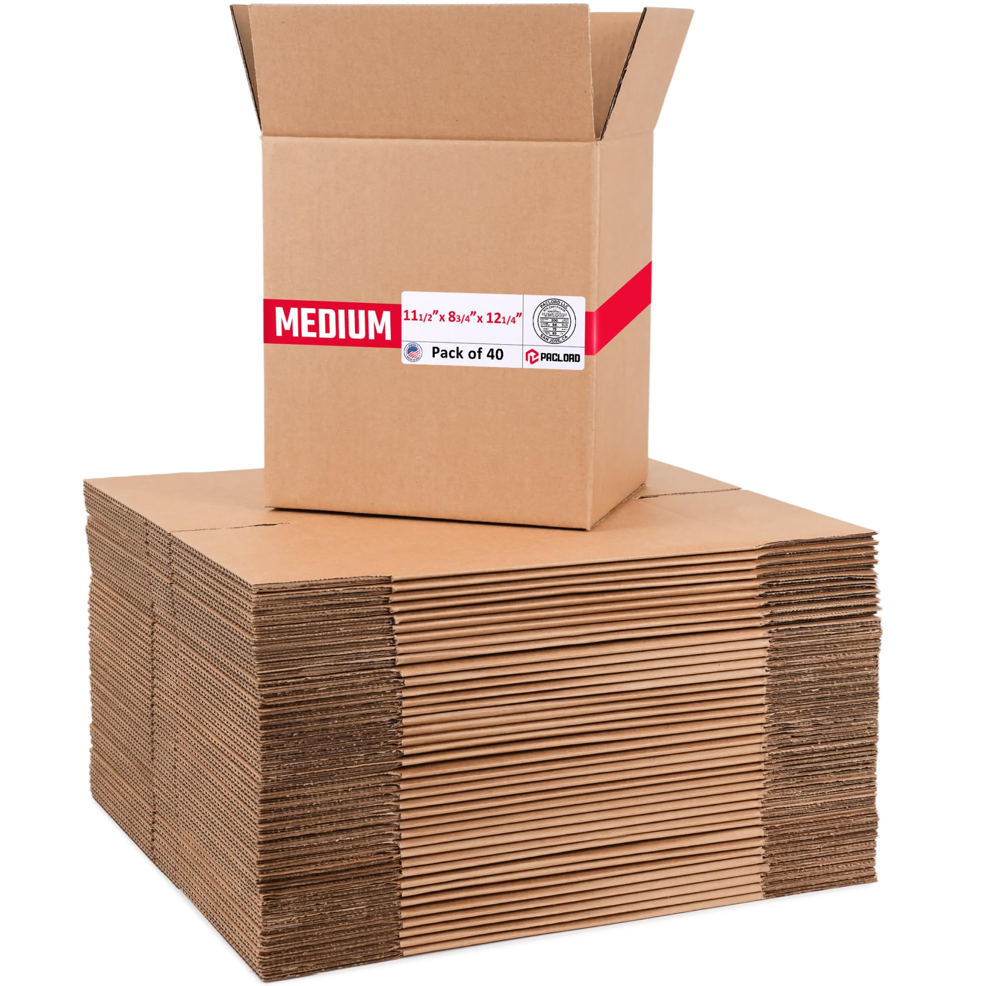 Medium Cardboard Boxes 11 1/2"L x 8 3/4"W x 12 1/4"H (Pack of 40) - USA-Made Packing Boxes for Moving, Shipping, or Storage - USPS, UPS, FedEx Approved - Professional Packing Supplies for Moving | USA-Made Packing Boxes for Moving, Shipping, or Storage - USPS, UPS, FedEx Approved - Professional Packing Supplies