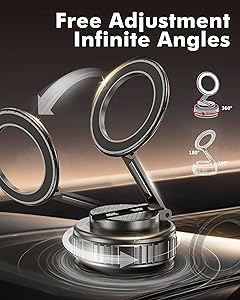 Vacuum Magnetic Phone Holder for Car, 360 Premium Aerospace-Grade Alloy Reinforced, 108LBS Strongest Suction Cup 2400gf Strongest Magnetic Phone Holder for Car, for iPhone& All Smartphone Magsafe