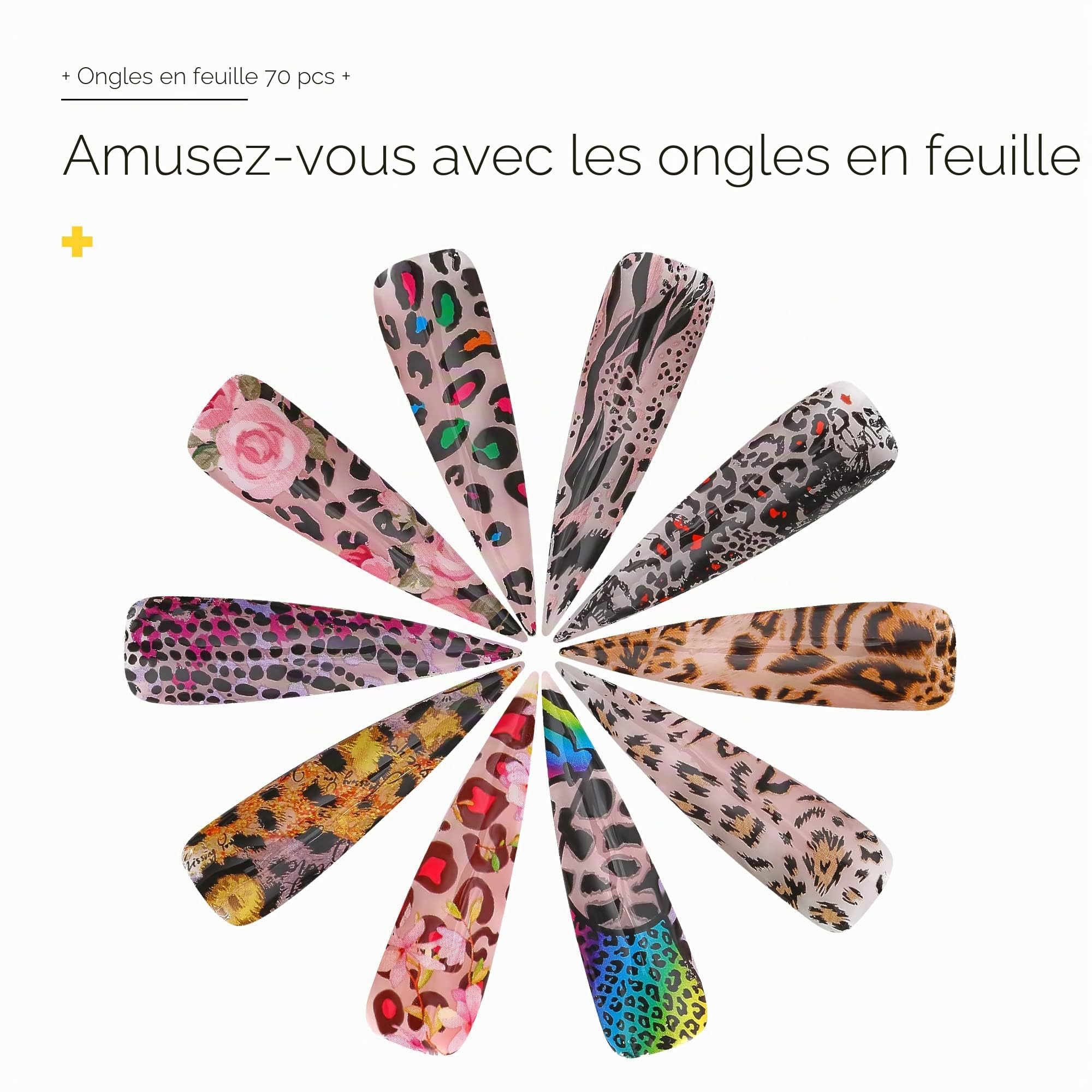 BURANO Nail Art Foil Glue Gel, 15ML 2 Bouteilles avec 70PCS Feuille Autocollants Set Nail Foil Colle pour Ongles, Designer Nail Foils Nail Art Foil Transfer Gel