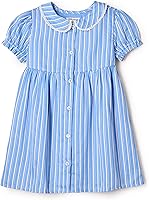 Amazon Essentials x Sofia Grainge Baby Toddler Girls Cotton Sateen Dress with Peter Pan Collar & Ruffles