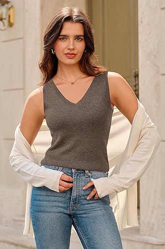 Vista 2 de Arach&Cloz Suéteres de mezcla de lana para mujer, no se transparentan, doble cuello en V para todas las estaciones 2026