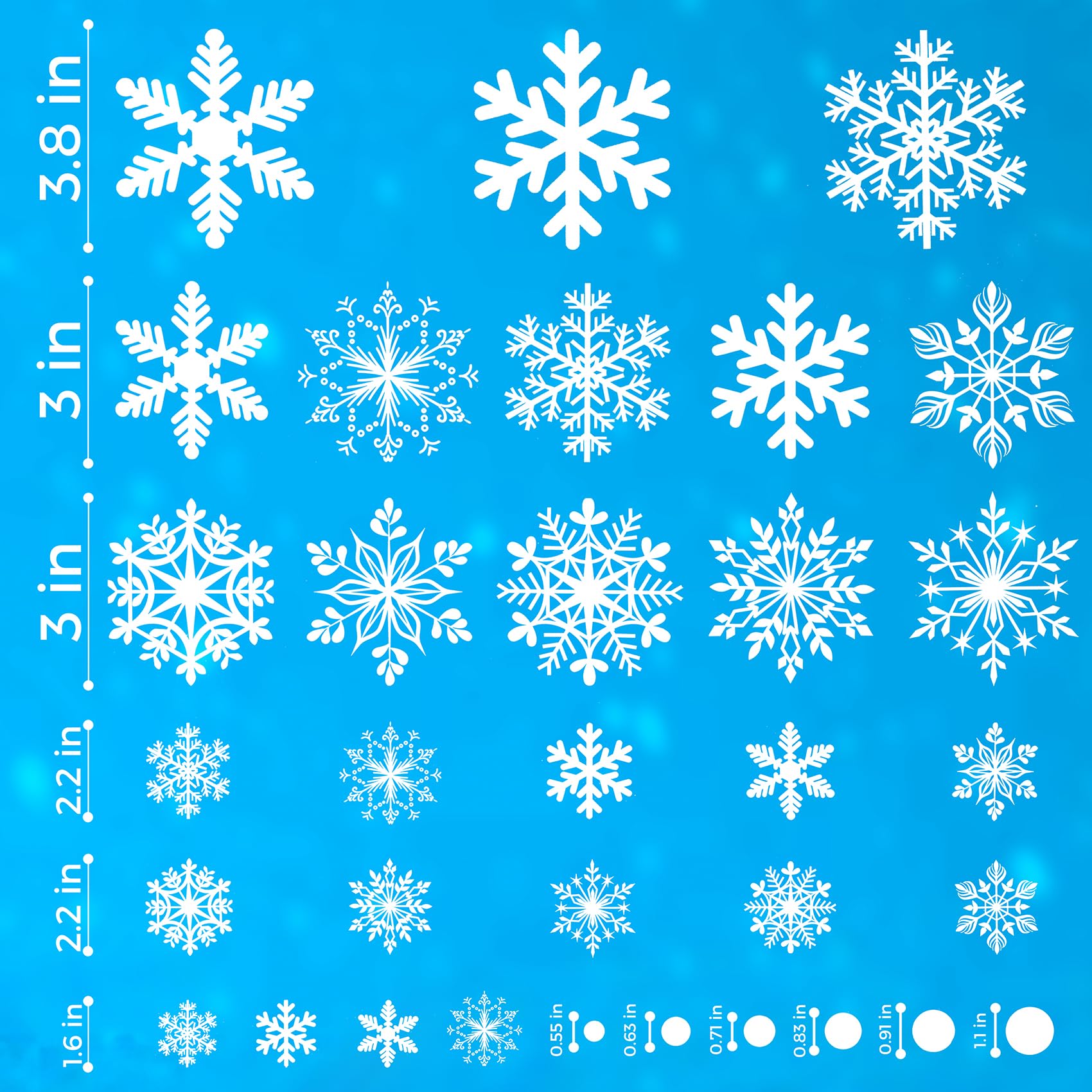 HIKUIBU 364PCS Snowflake Window Clings, Christmas Window Clings Snowflakes Stickers Decals Holiday Winter Indoor Decorations for Glass Windows Home Party Bedroom Decor (10 Sheets)