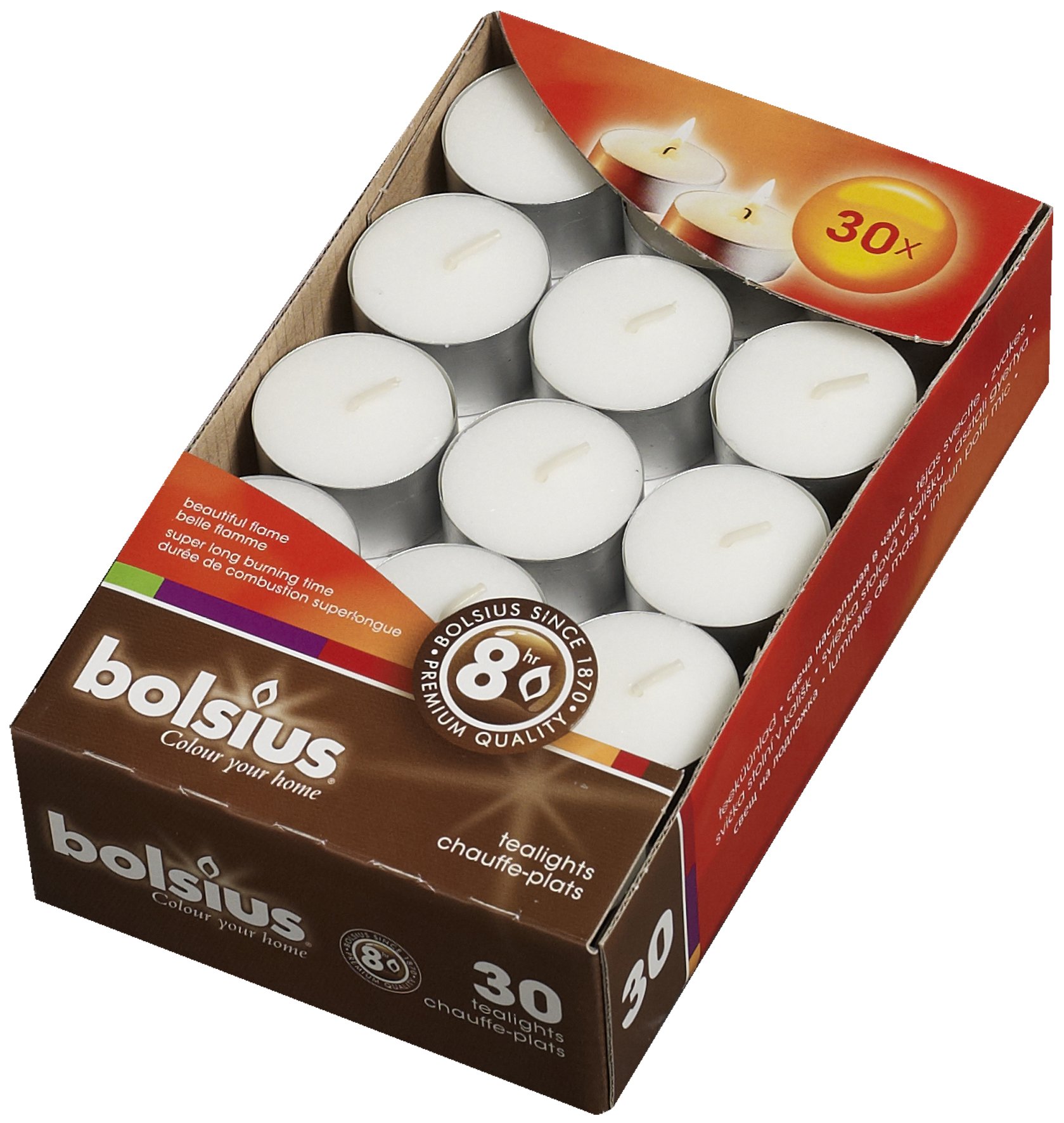 Bolsius Tealight White, Pack of 30, Paraffin Wax, 5.5x12.5x20 cm